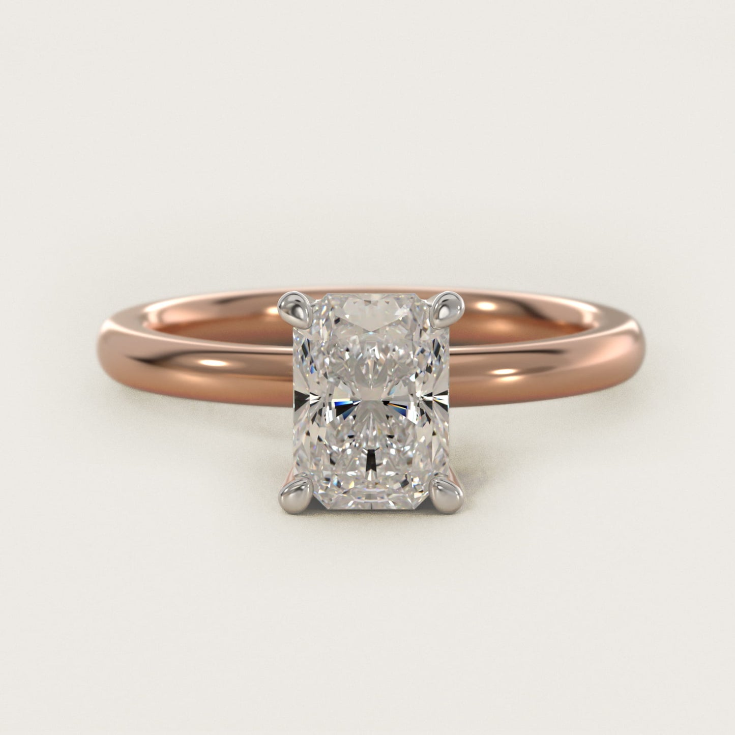 Solitaire Plus Hidden Halo Diamond Engagement Ring in 14k Rose Gold - Radiant Center