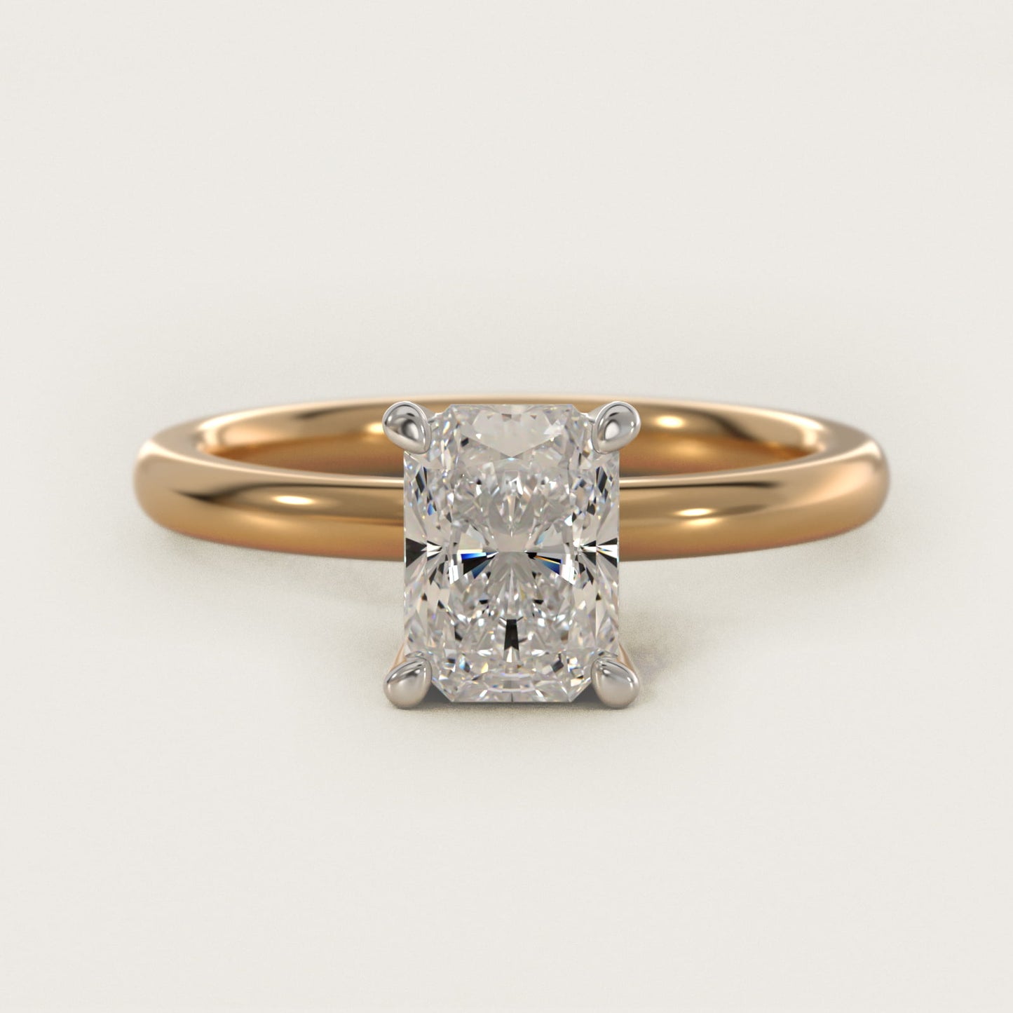 Solitaire Plus Hidden Halo Diamond Engagement Ring in 14k Yellow Gold - Radiant Center
