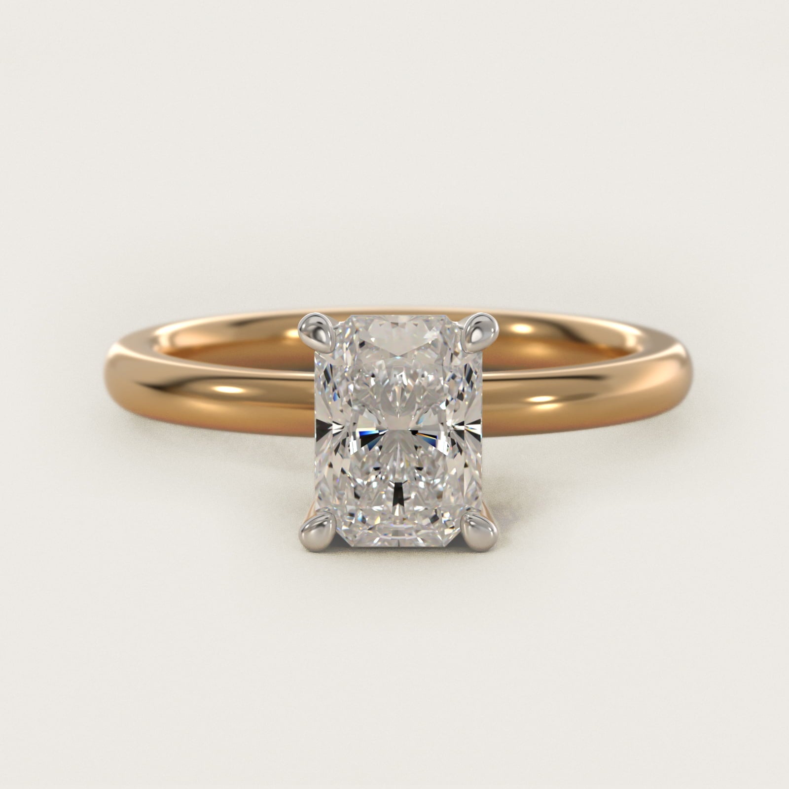 Solitaire Plus Hidden Halo Diamond Engagement Ring in 14k Yellow Gold - Radiant Center