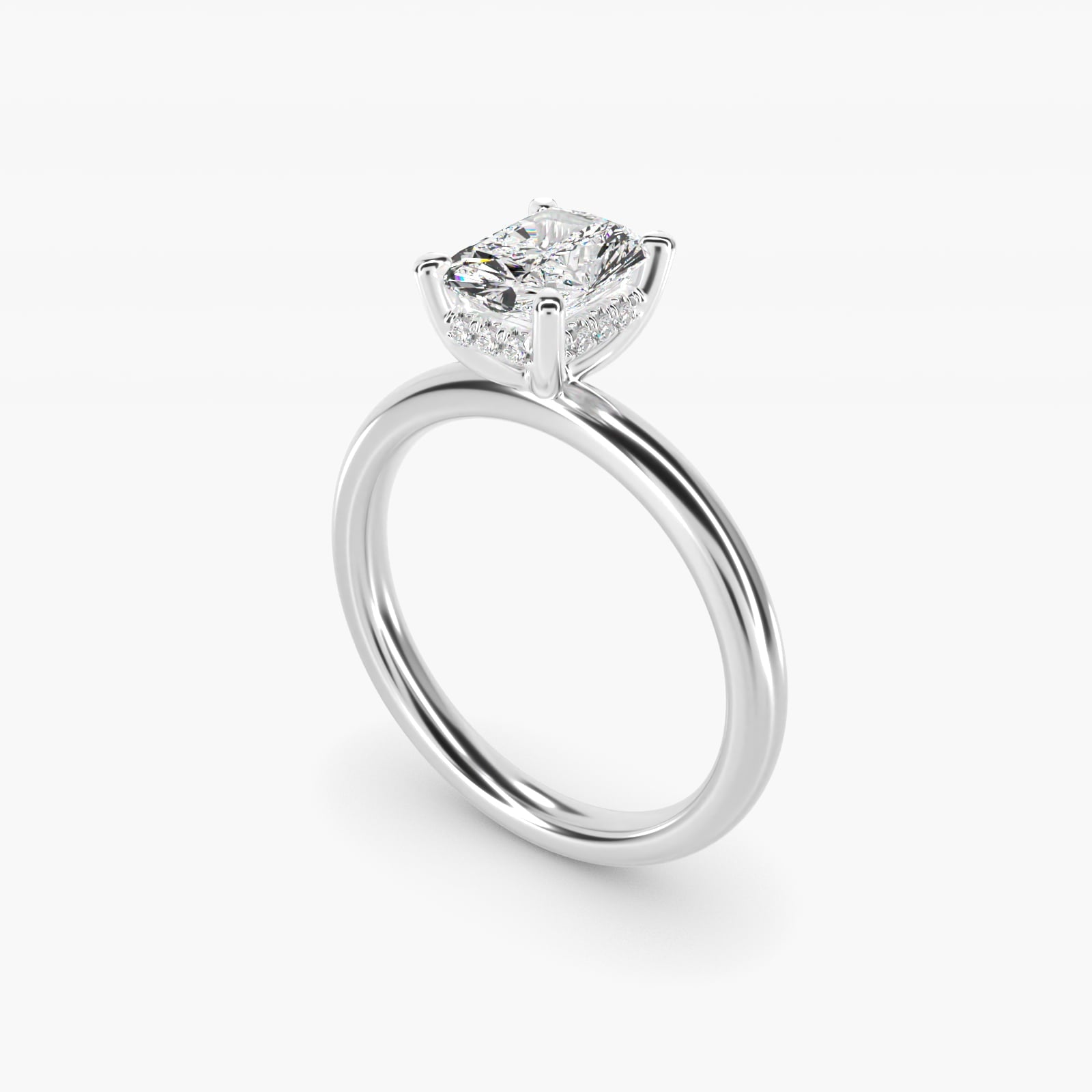 Solitaire Plus Hidden Halo Diamond Engagement Ring in Platinum - Radiant Center
