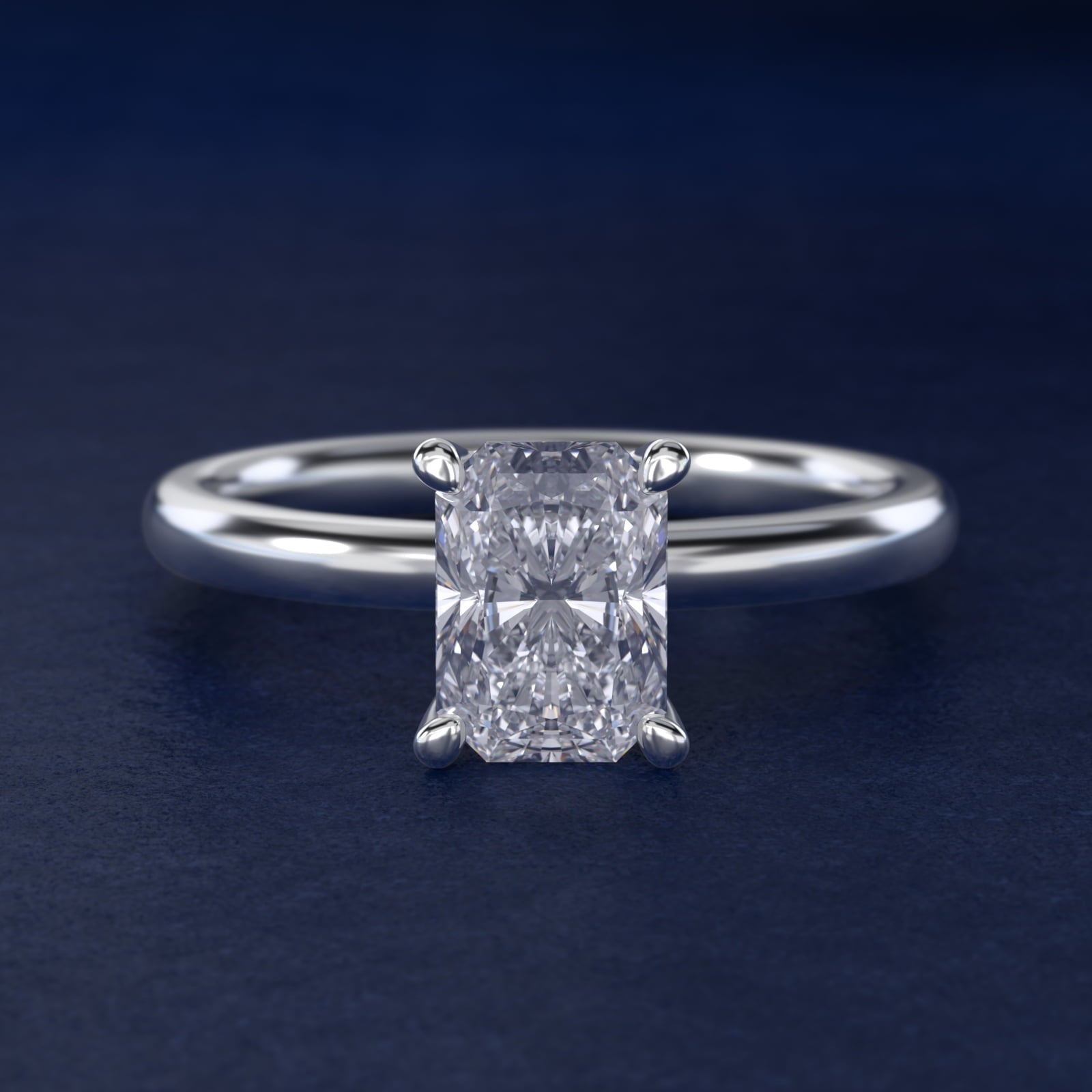 Solitaire Plus Hidden Halo Diamond Engagement Ring in Platinum - Radiant Center