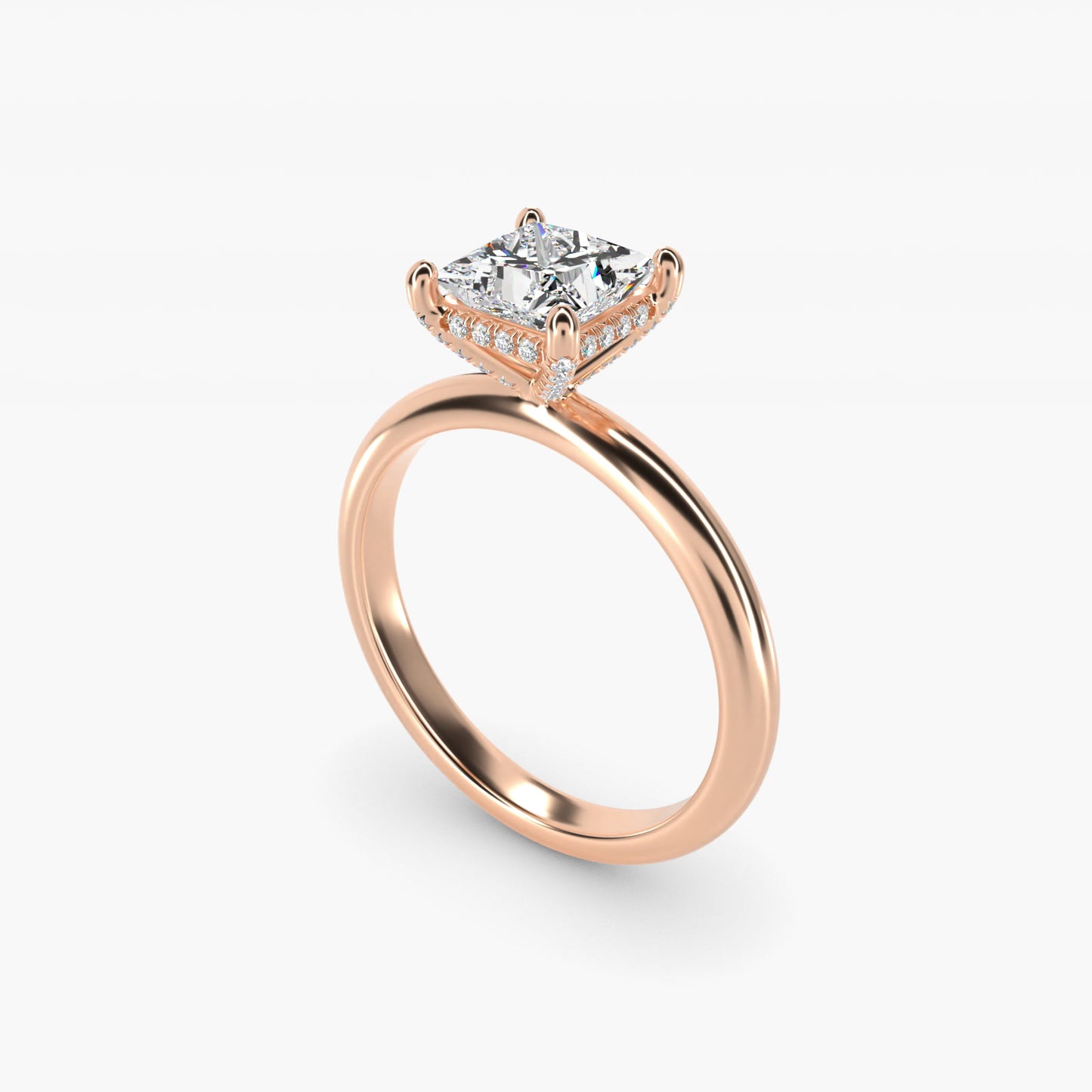Solitaire Engagement Ring With PavŽ Basket In 14K Rose Gold By James Allen - Princess Center