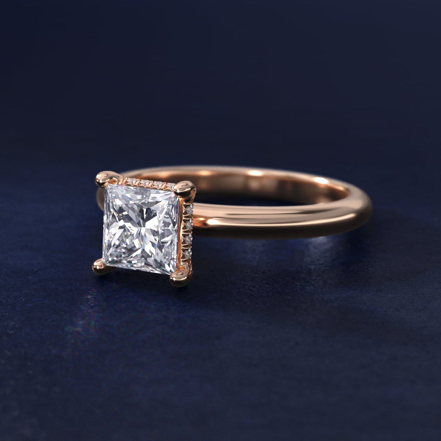 Solitaire Engagement Ring With PavŽ Basket In 14K Rose Gold By James Allen - Princess Center