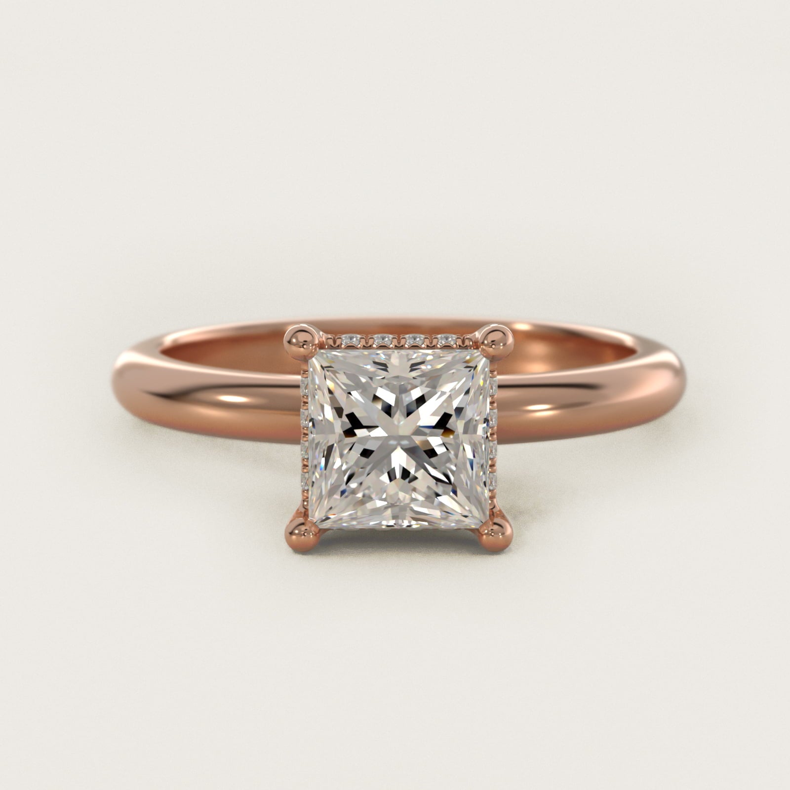 Solitaire Engagement Ring With PavŽ Basket In 14K Rose Gold By James Allen - Princess Center