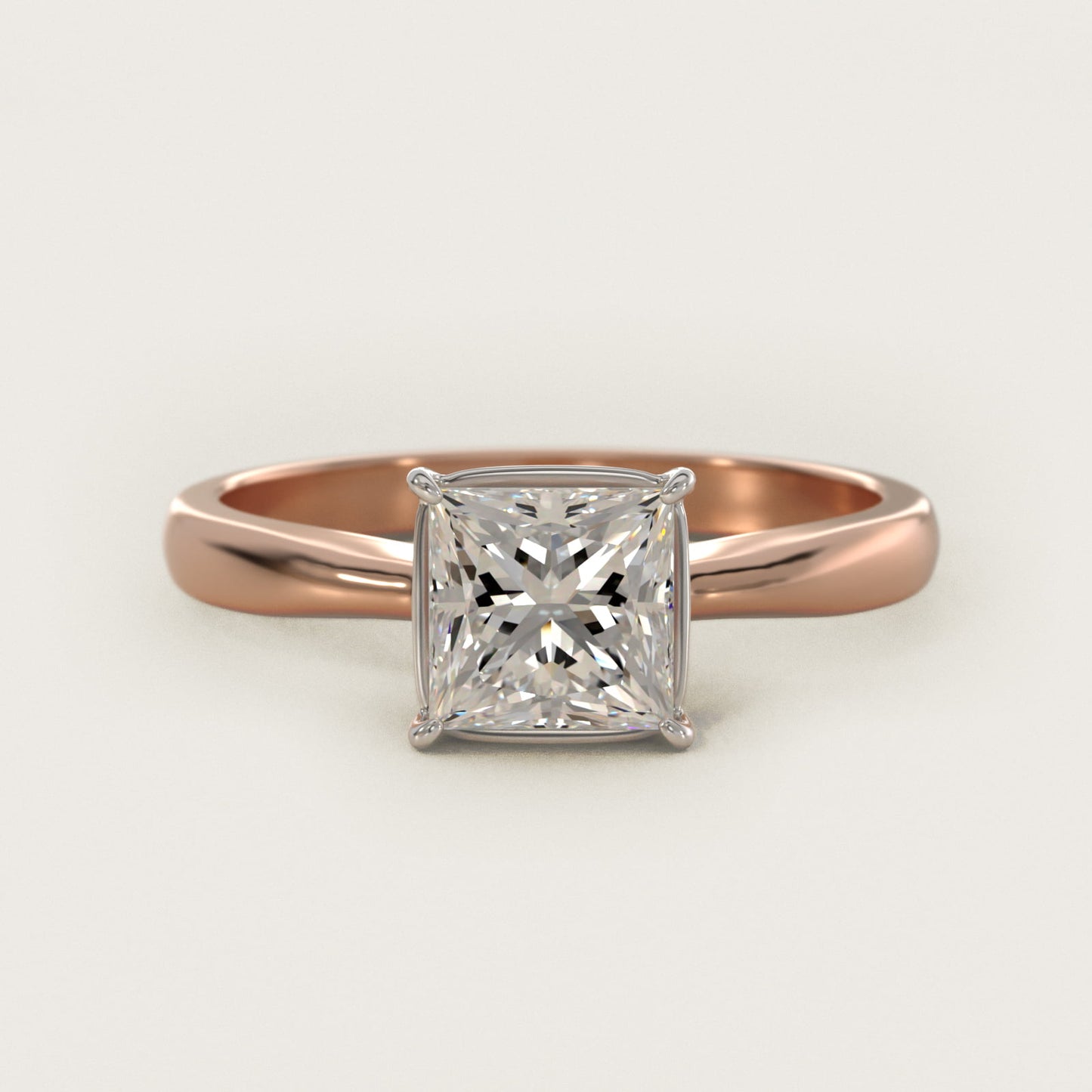 Solitaire Engagement Ring With Wire Basket In 18k Rose Gold By James Allen - Princess Center