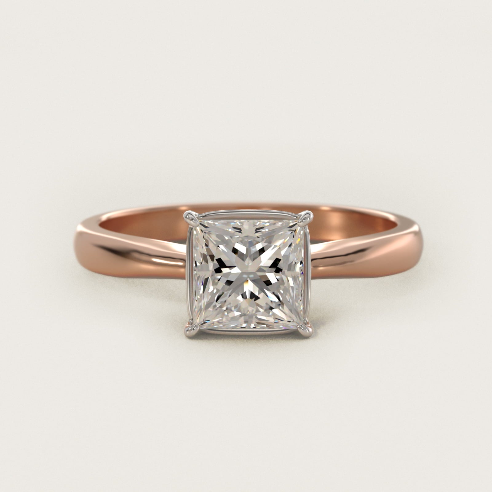 Solitaire Engagement Ring With Wire Basket In 14K Rose Gold By James Allen - Princess Center