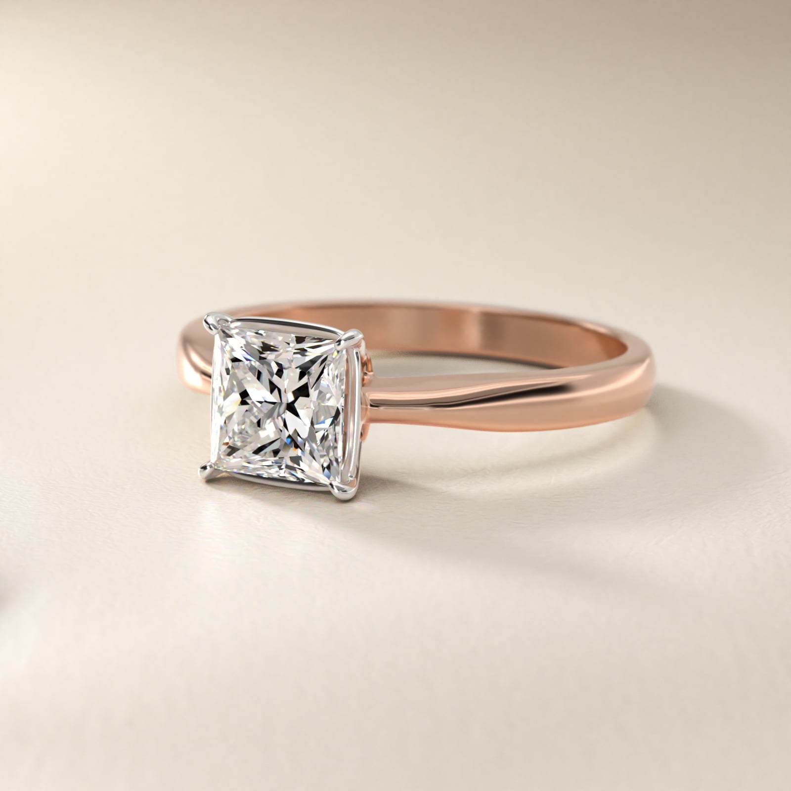 Solitaire Engagement Ring With Wire Basket In 18k Rose Gold By James Allen - Princess Center