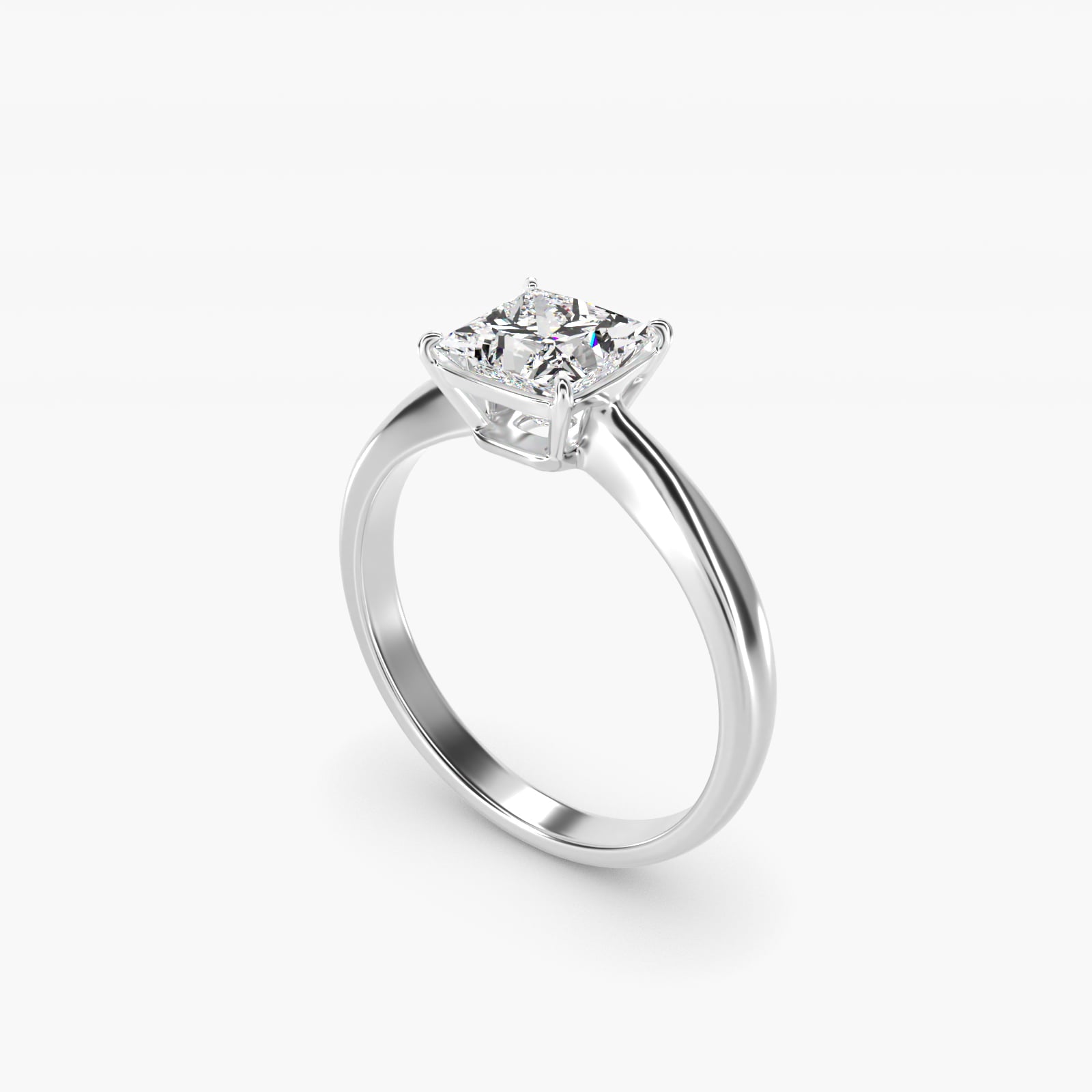 Solitaire Engagement Ring With Wire Basket In 14K White Gold By James Allen - Princess Center