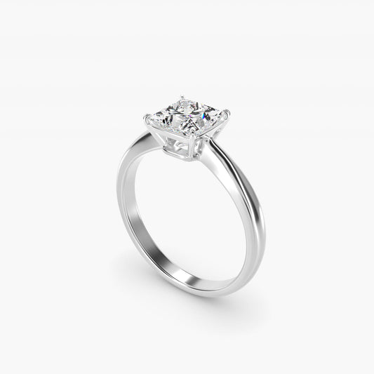 Solitaire Engagement Ring With Wire Basket In 14K White Gold By James Allen - Princess Center