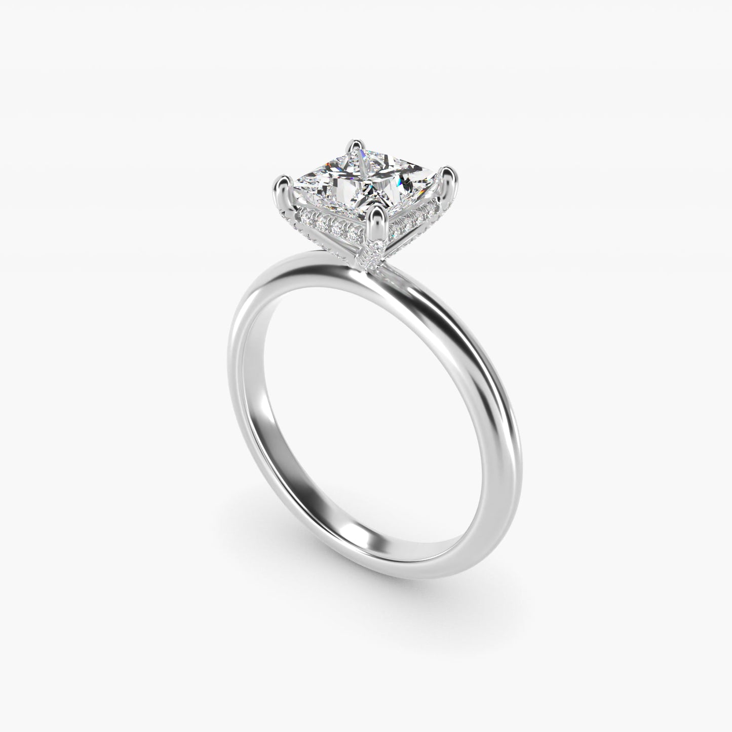 Solitaire Engagement Ring With PavŽ Basket In 18k White Gold By James Allen - Princess Center