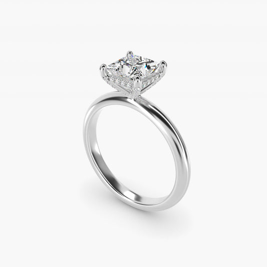 Solitaire Engagement Ring With PavŽ Basket In 18k White Gold By James Allen - Princess Center