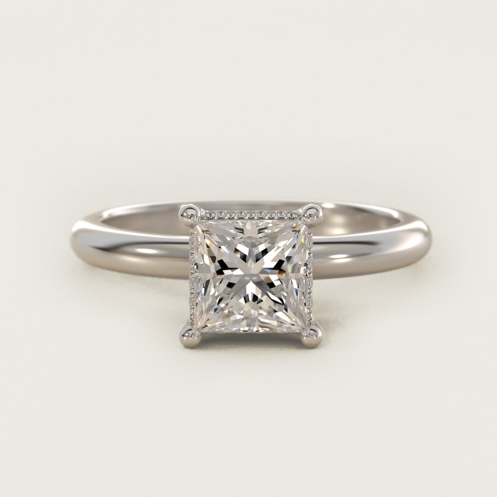Solitaire Engagement Ring With PavŽ Basket In 18k White Gold By James Allen - Princess Center