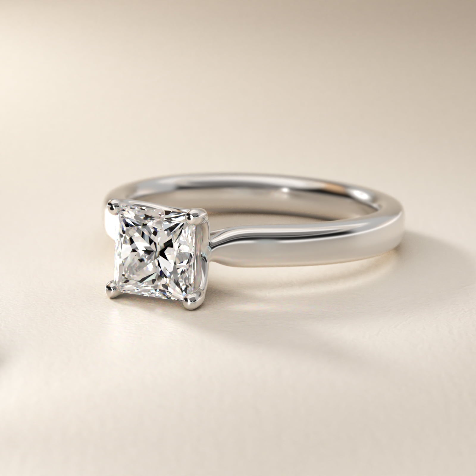 Solitaire Engagement Ring With Intricate Basket In 14K White Gold By James Allen - Princess Center