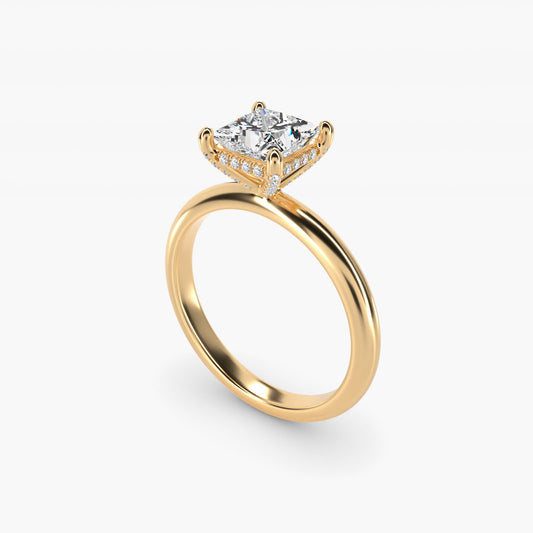 Solitaire Engagement Ring With PavŽ Basket In 18k Yellow Gold By James Allen - Princess Center