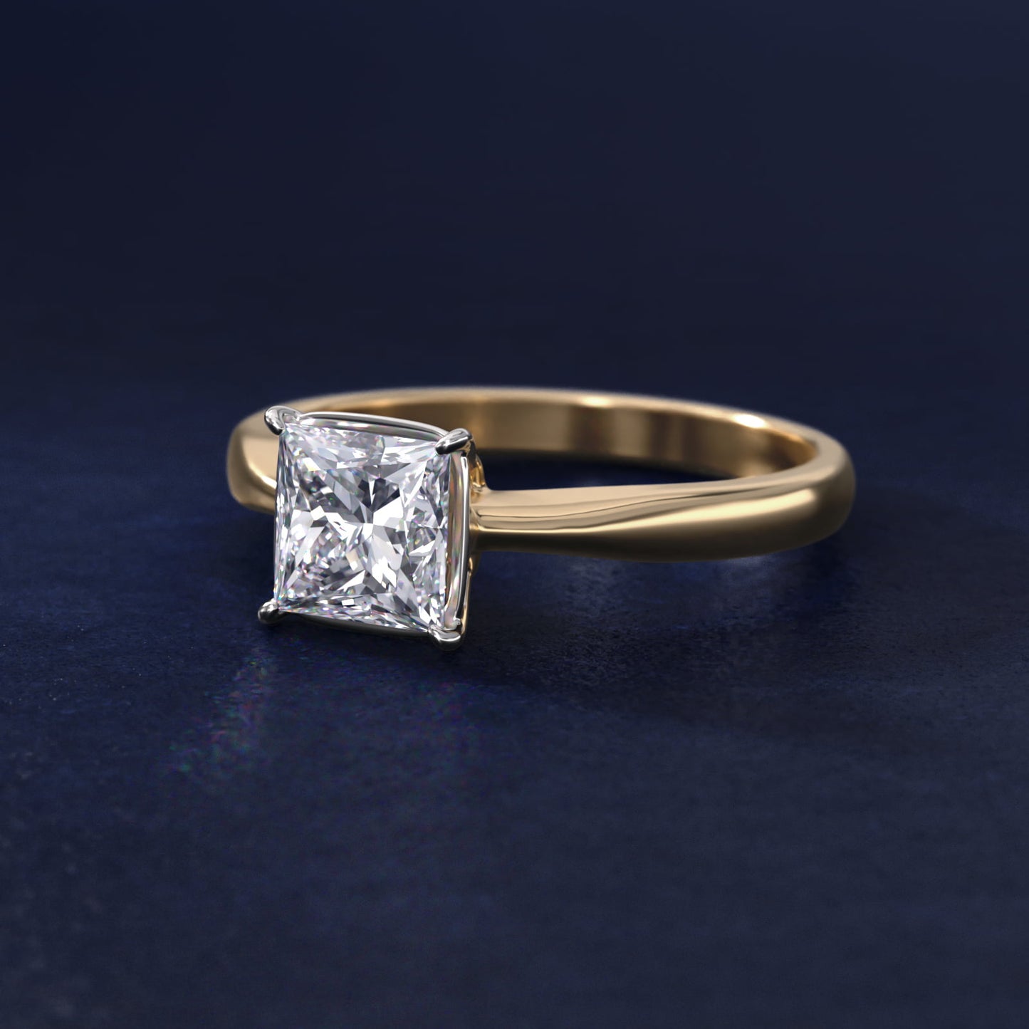 Solitaire Engagement Ring With Wire Basket In 14K Yellow Gold By James Allen - Princess Center