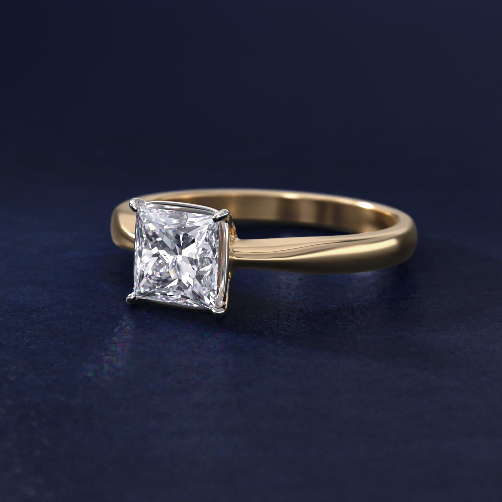 Solitaire Engagement Ring With Wire Basket In 14K Yellow Gold By James Allen - Princess Center