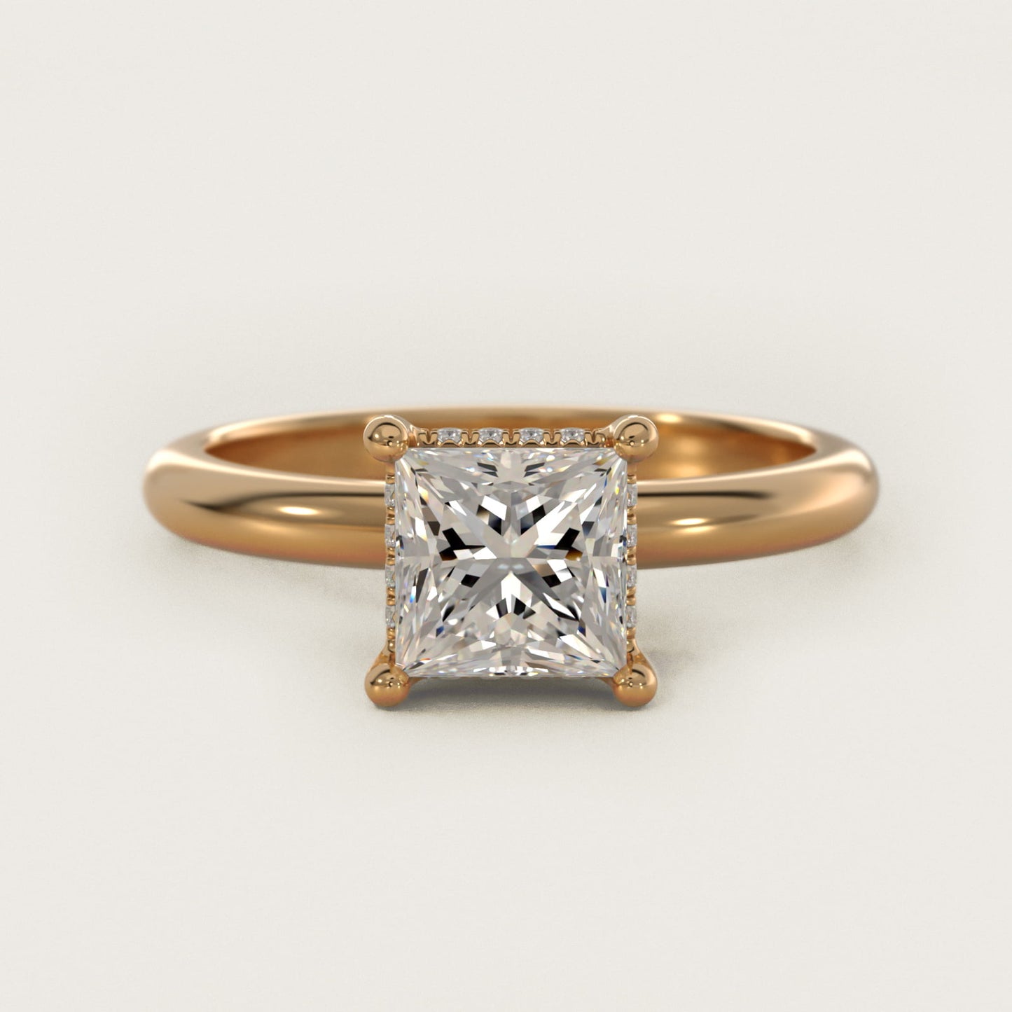 Solitaire Engagement Ring With PavŽ Basket In 14K Yellow Gold By James Allen - Princess Center