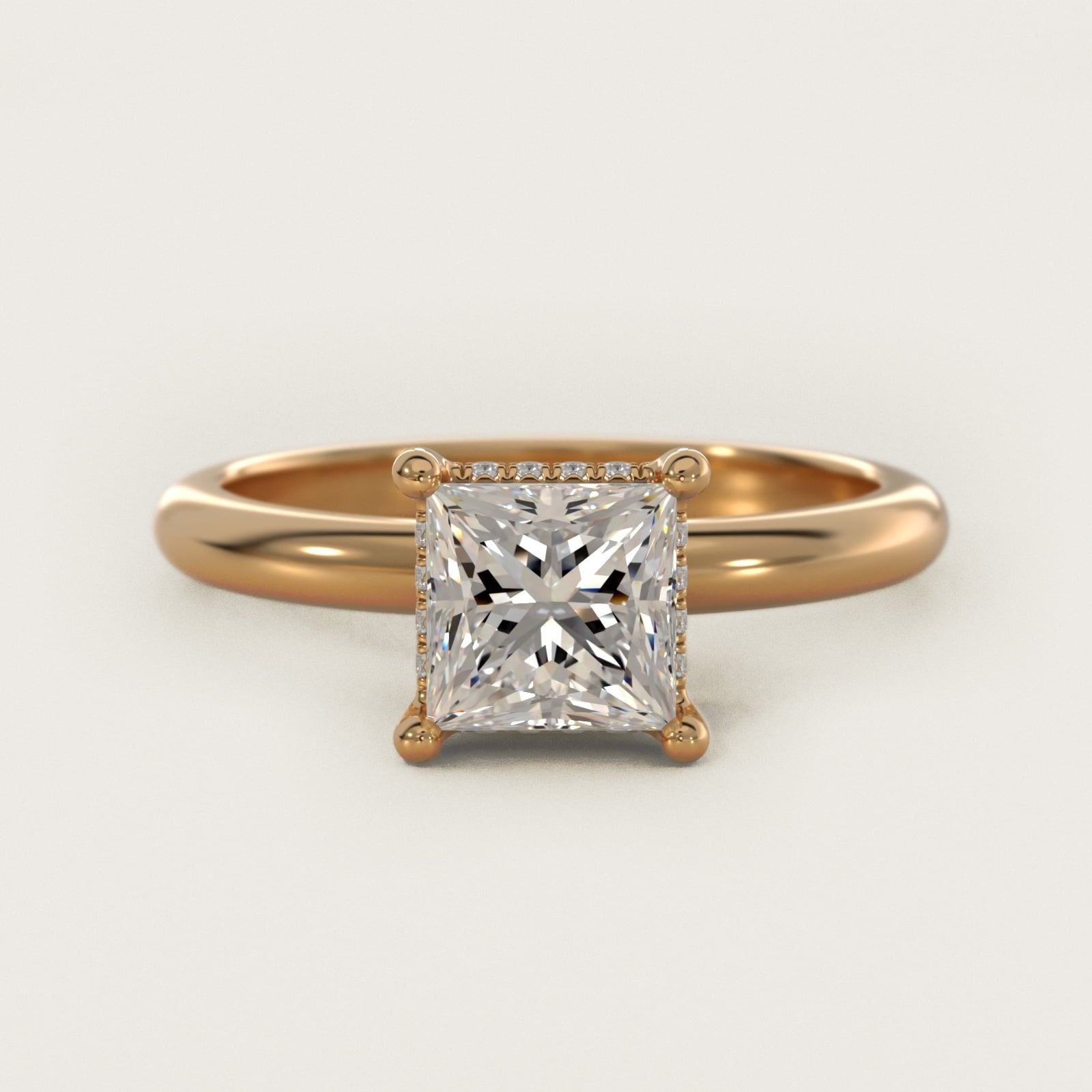 Solitaire Engagement Ring With PavŽ Basket In 14K Yellow Gold By James Allen - Princess Center