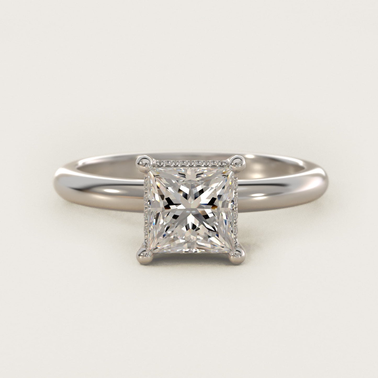 Solitaire Engagement Ring With PavŽ Basket In Platinum By James Allen - Princess Center