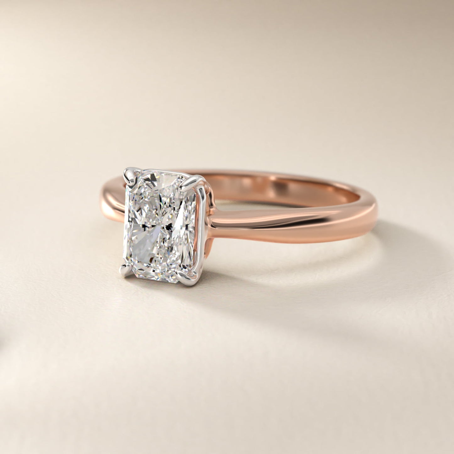 Solitaire Engagement Ring With Wire Basket In 18k Rose Gold By James Allen - Radiant Center