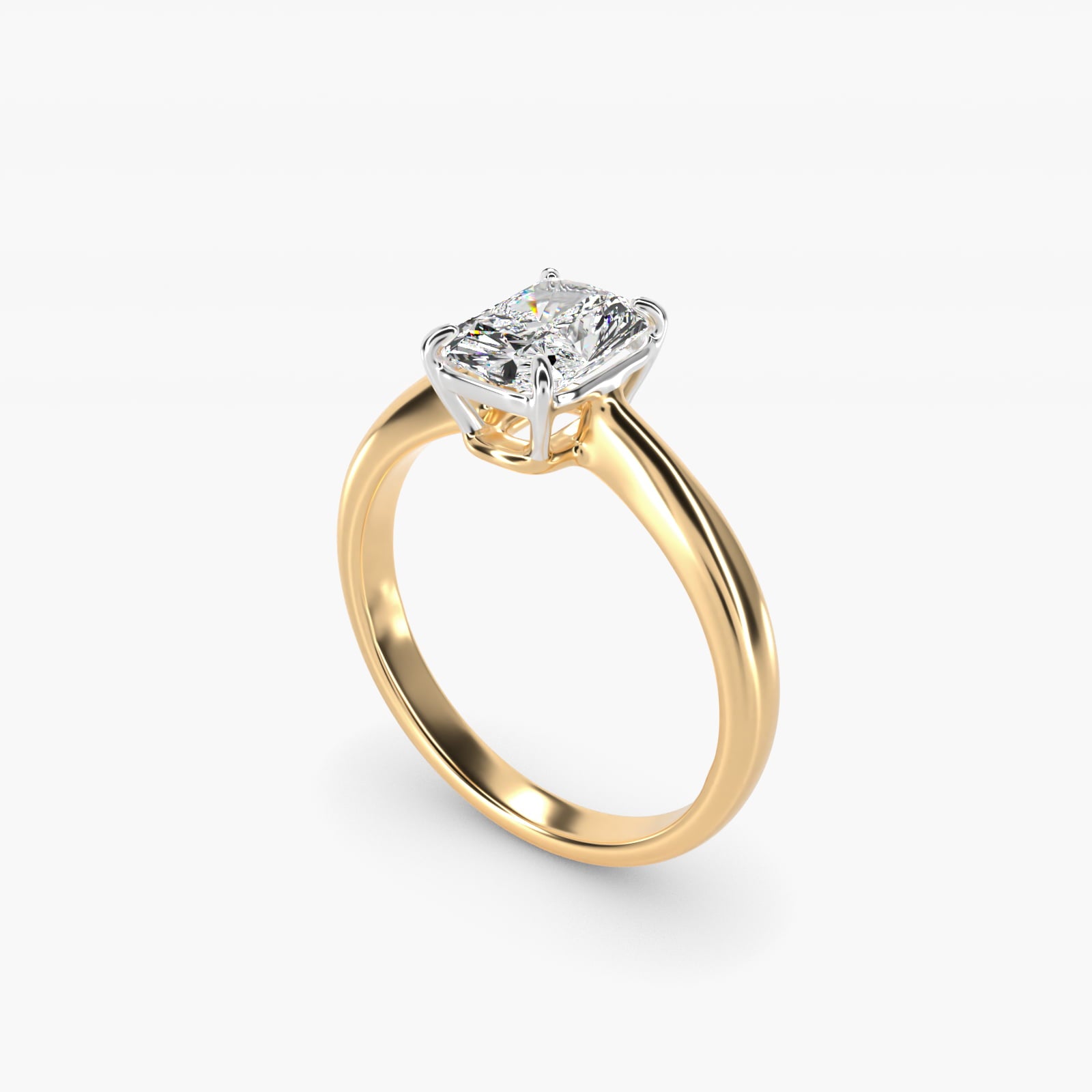 Solitaire Engagement Ring With Wire Basket In 14K Yellow Gold By James Allen - Radiant Center
