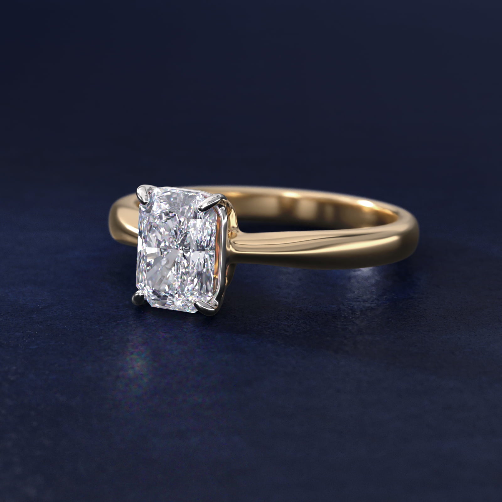 Solitaire Engagement Ring With Wire Basket In 14K Yellow Gold By James Allen - Radiant Center