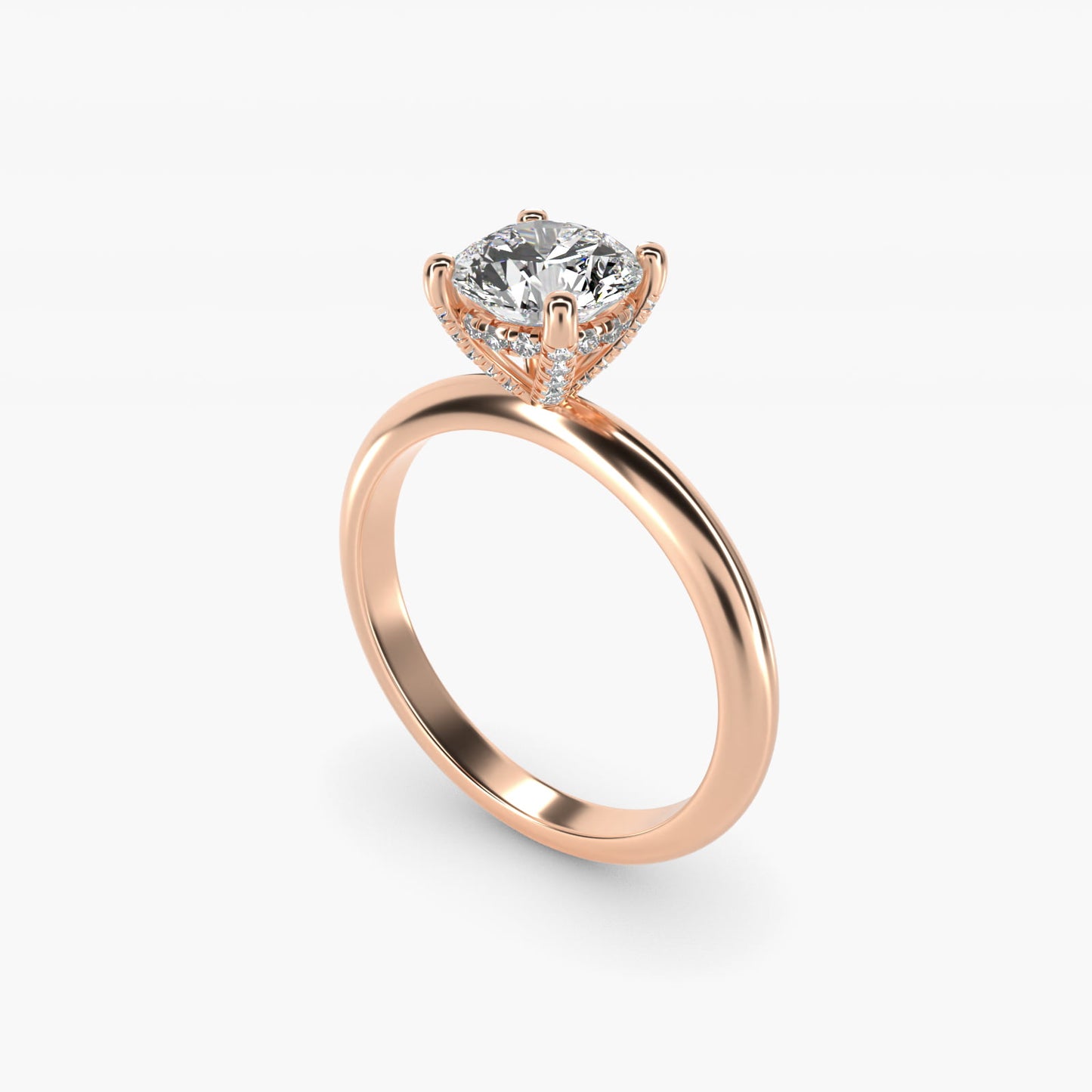 Solitaire Engagement Ring With PavŽ Basket In 18k Rose Gold By James Allen - Round Center