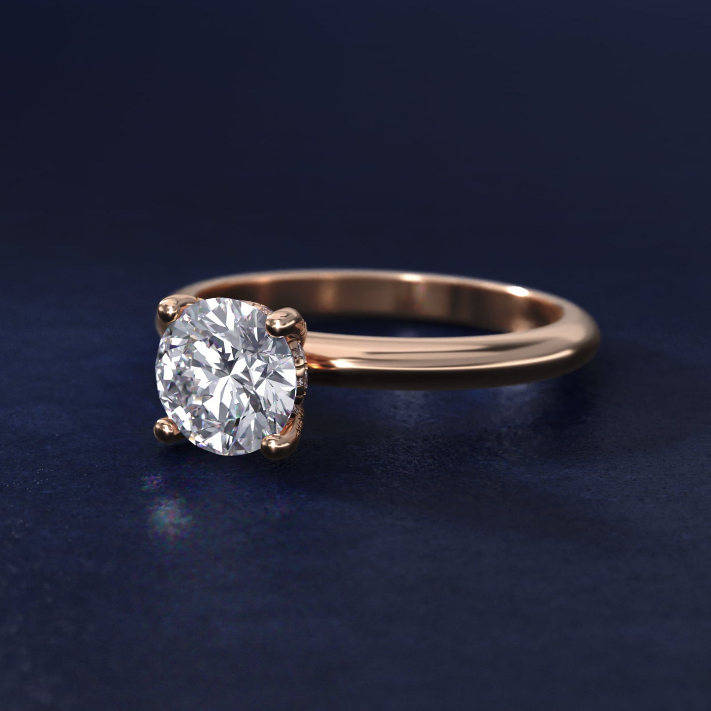 Solitaire Engagement Ring With PavŽ Basket In 18k Rose Gold By James Allen - Round Center