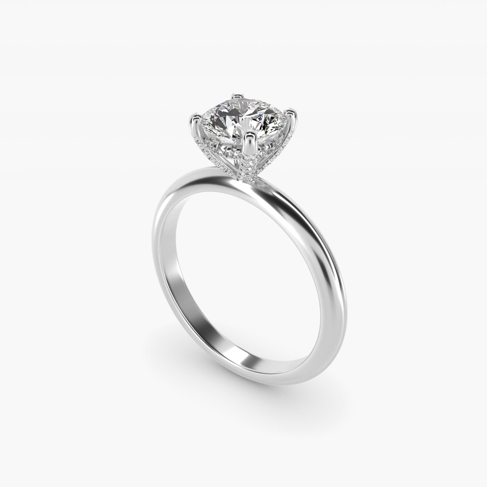 Solitaire Engagement Ring With PavŽ Basket In 14K White Gold By James Allen - Round Center