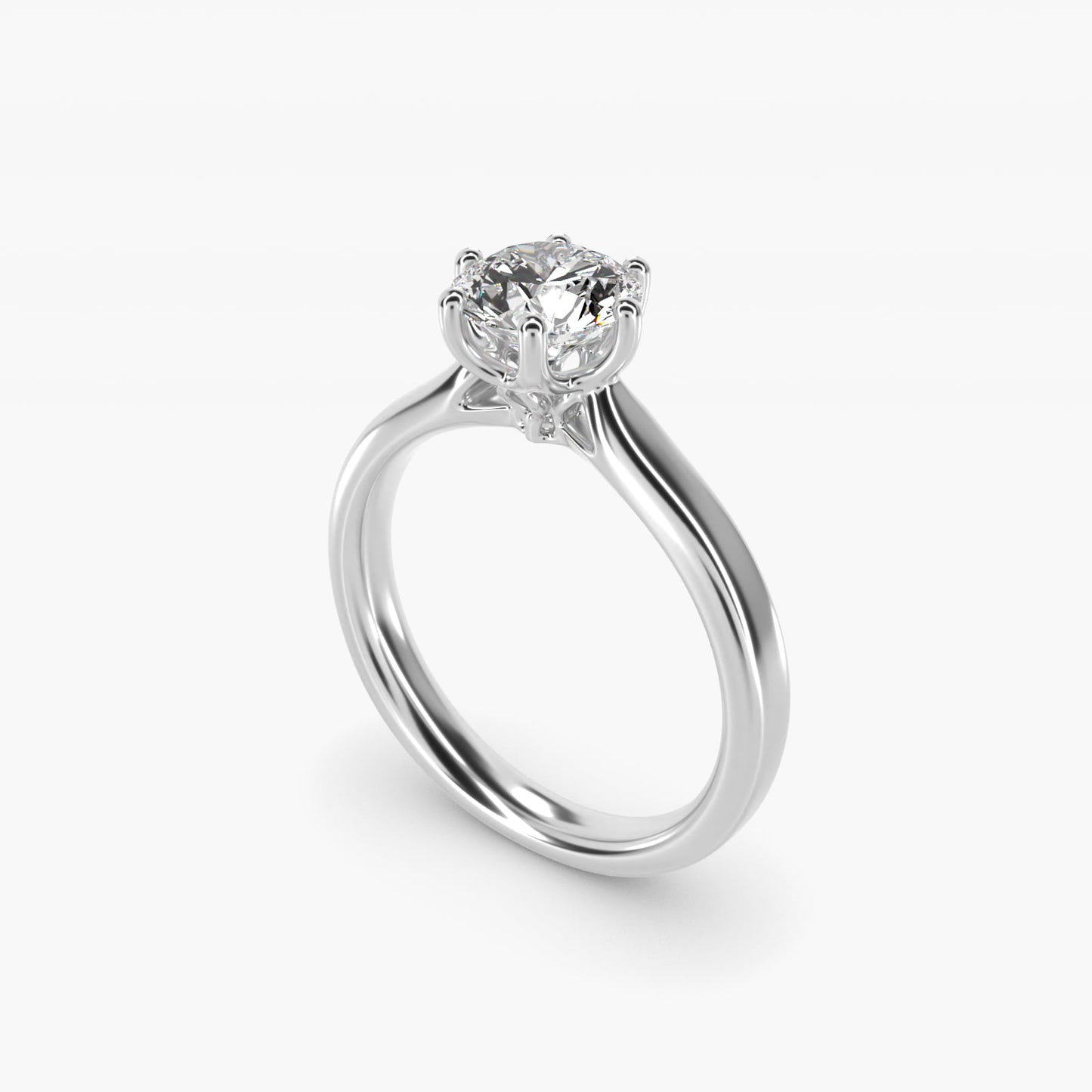 Solitaire Engagement Ring With Intricate Basket In 14K White Gold By James Allen - Round Center