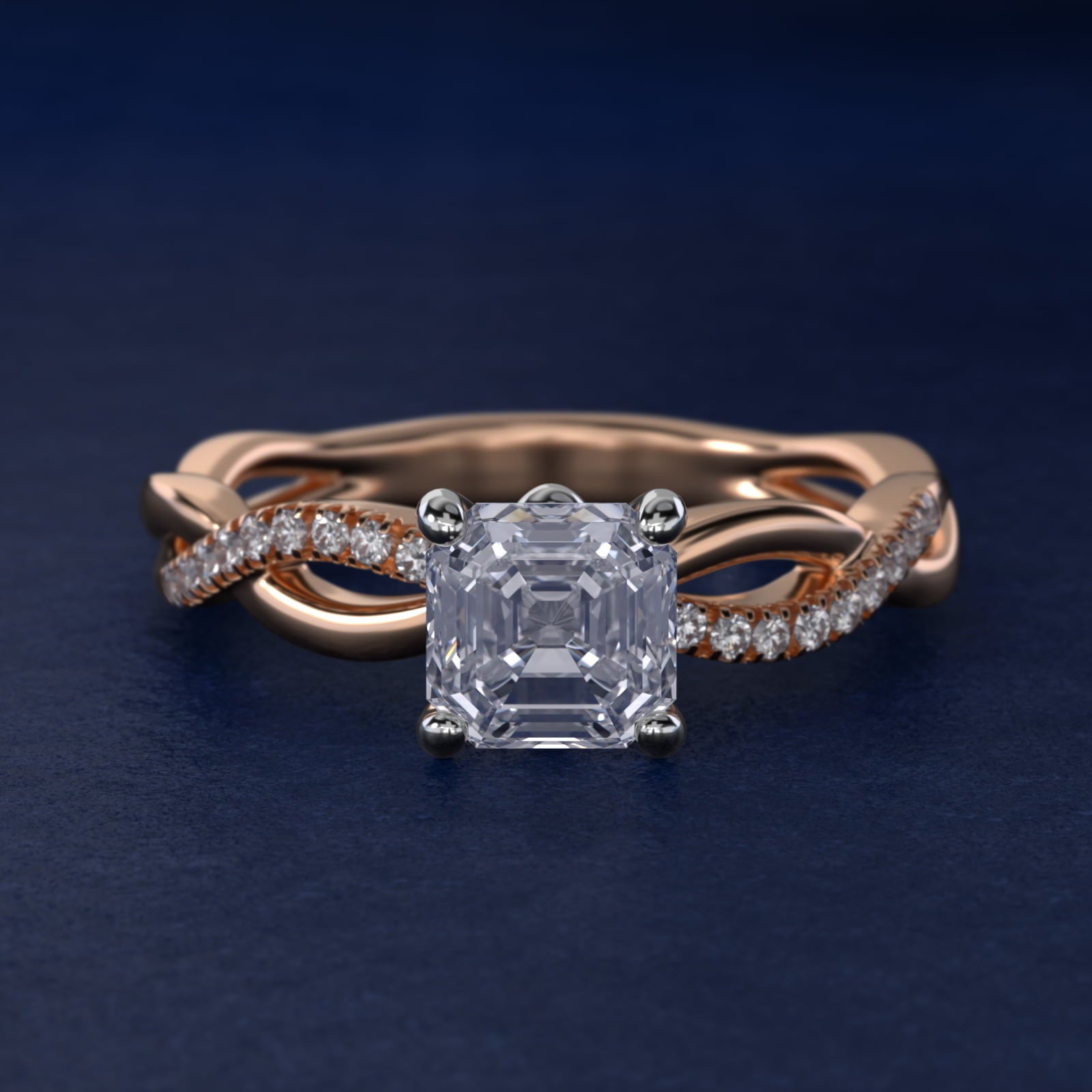 Solo Infinity Diamond PavŽ Engagement Ring In 18k Rose Gold By James Allen - Asscher Center