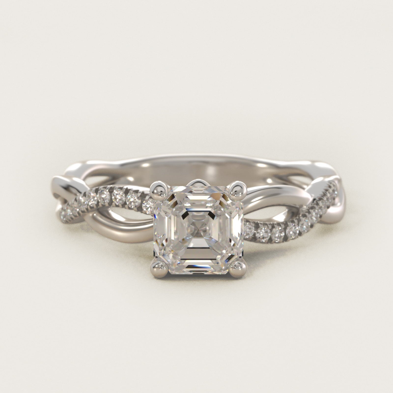 Solo Infinity Diamond PavŽ Engagement Ring In 18k White Gold By James Allen - Asscher Center
