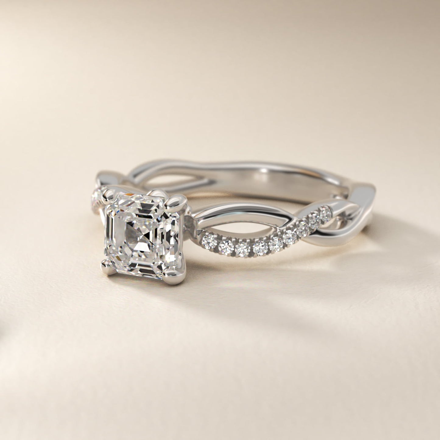 Solo Infinity Diamond PavŽ Engagement Ring In 18k White Gold By James Allen - Asscher Center