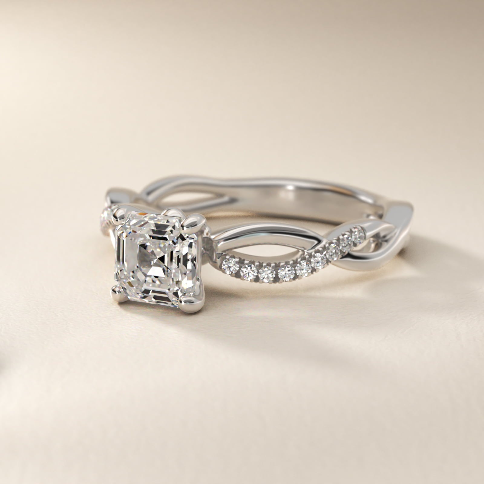 Solo Infinity Diamond PavŽ Engagement Ring In Platinum By James Allen - Asscher Center