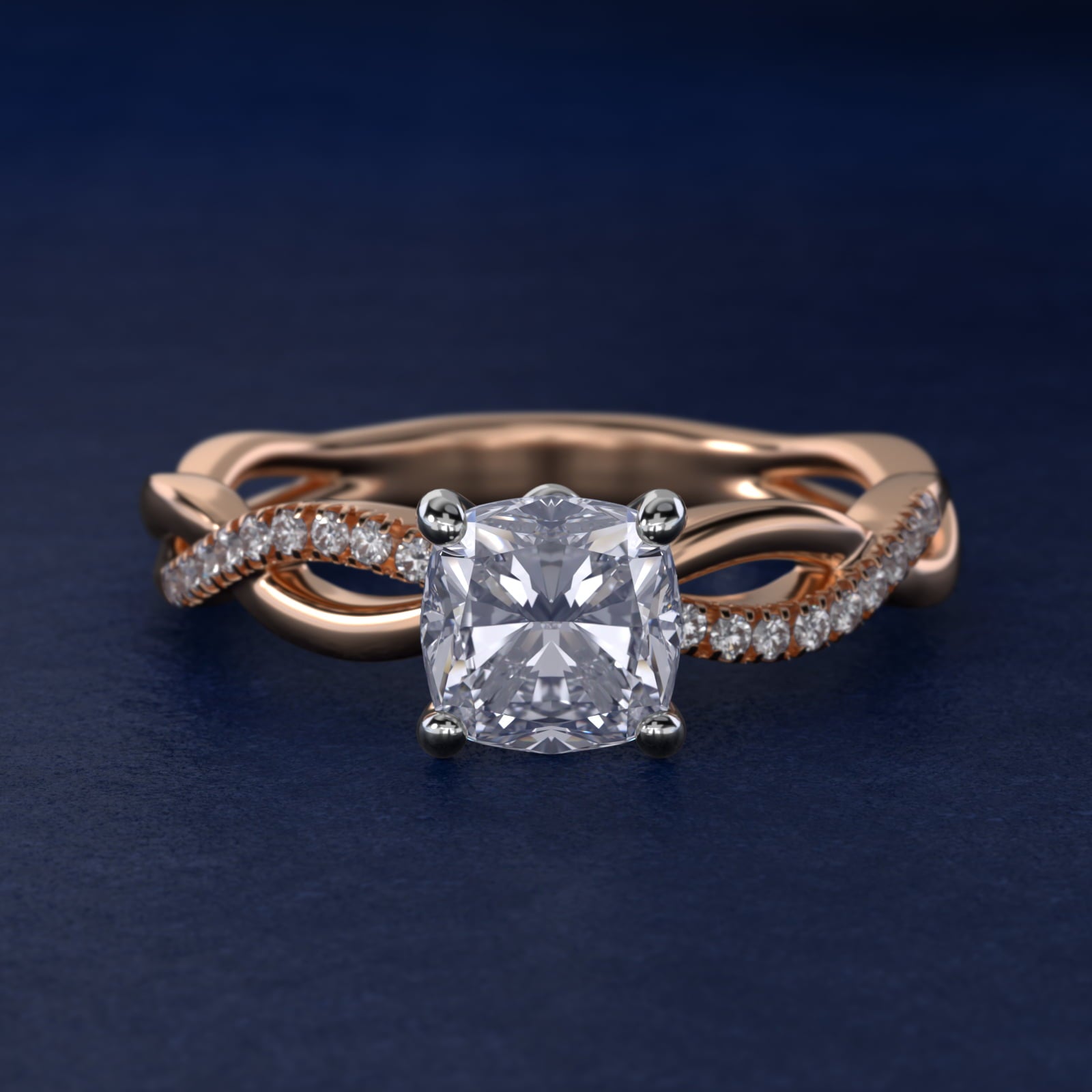 Solo Infinity Diamond PavŽ Engagement Ring In 14K Rose Gold By James Allen - Cushion Center
