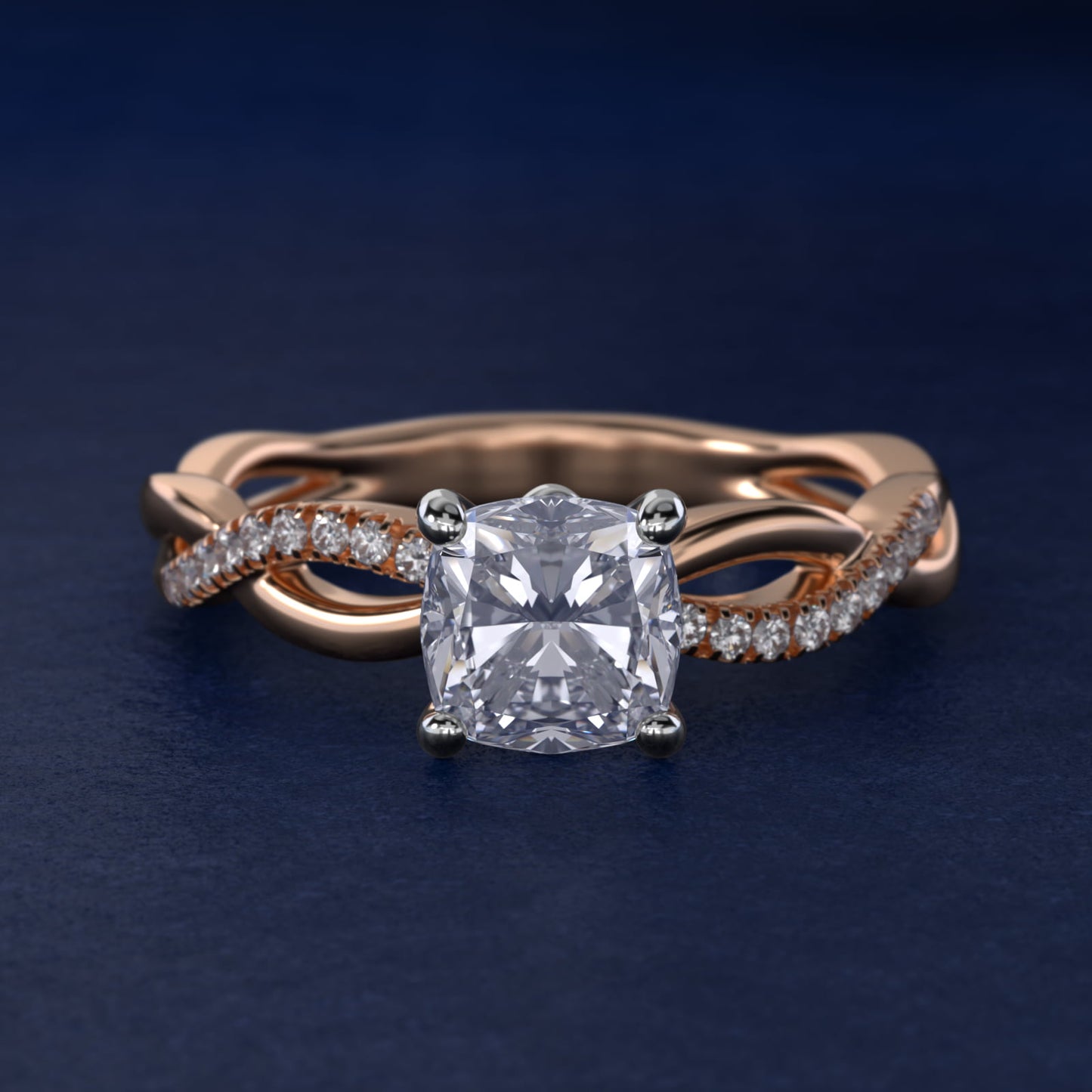 Solo Infinity Diamond PavŽ Engagement Ring In 18k Rose Gold By James Allen - Cushion Center