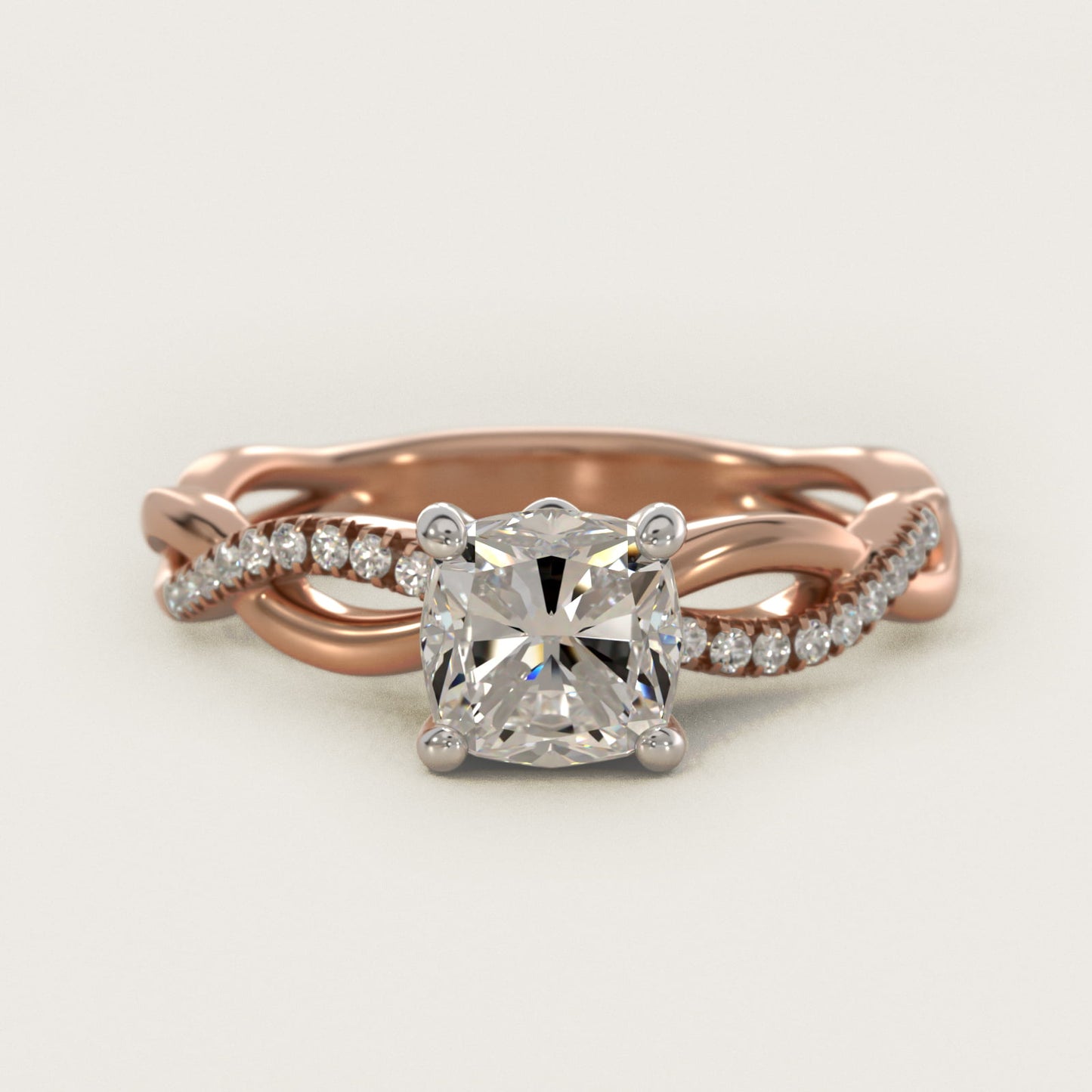 Solo Infinity Diamond PavŽ Engagement Ring In 18k Rose Gold By James Allen - Cushion Center