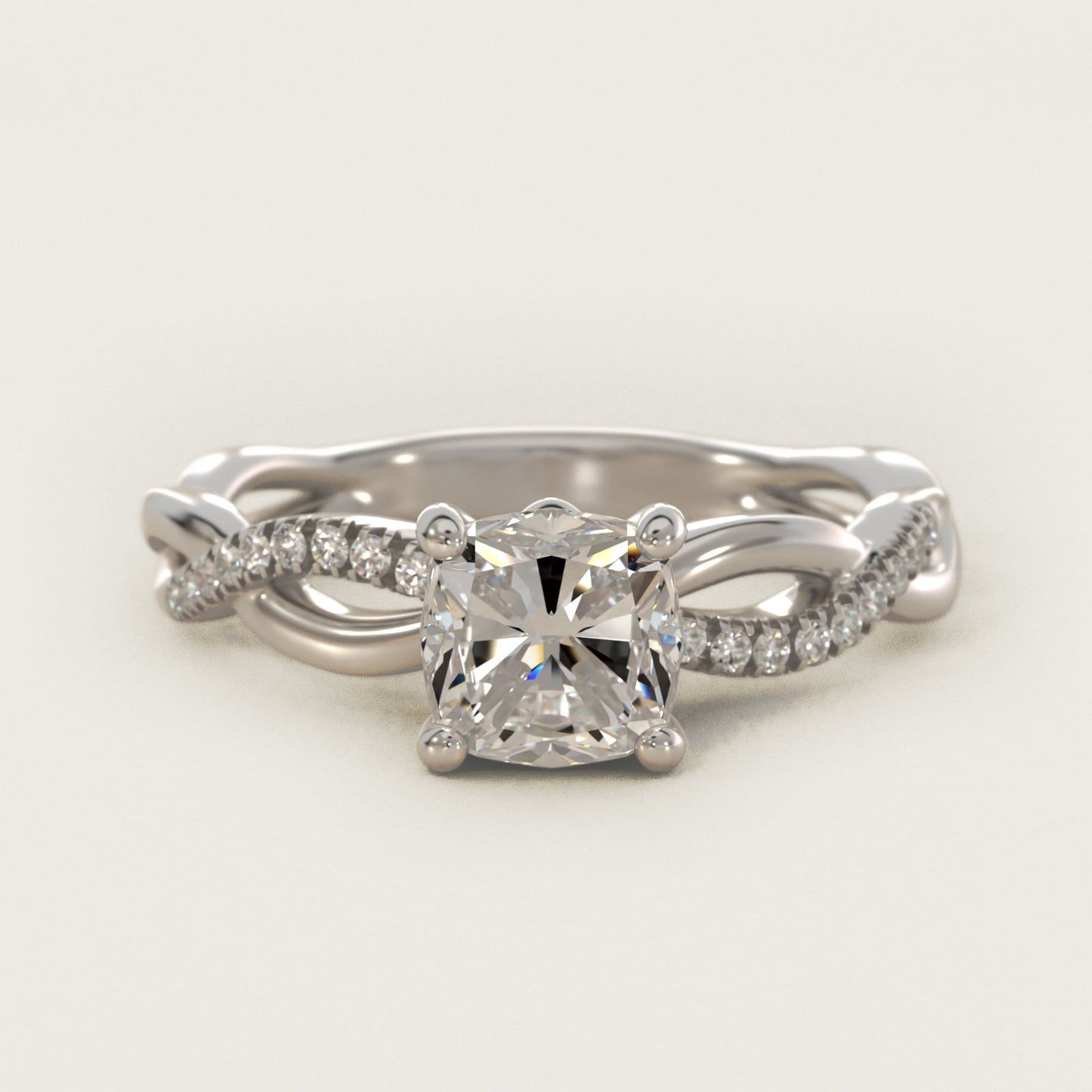 Solo Infinity Diamond PavŽ Engagement Ring In 14K White Gold By James Allen - Cushion Center