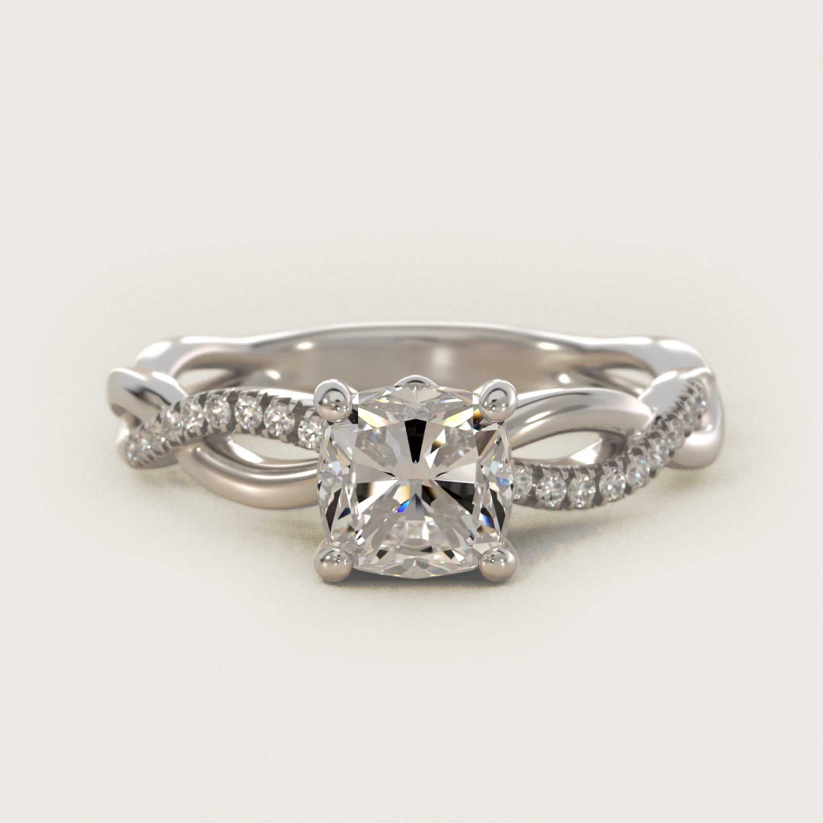 Solo Infinity Diamond PavŽ Engagement Ring In 18k White Gold By James Allen - Cushion Center