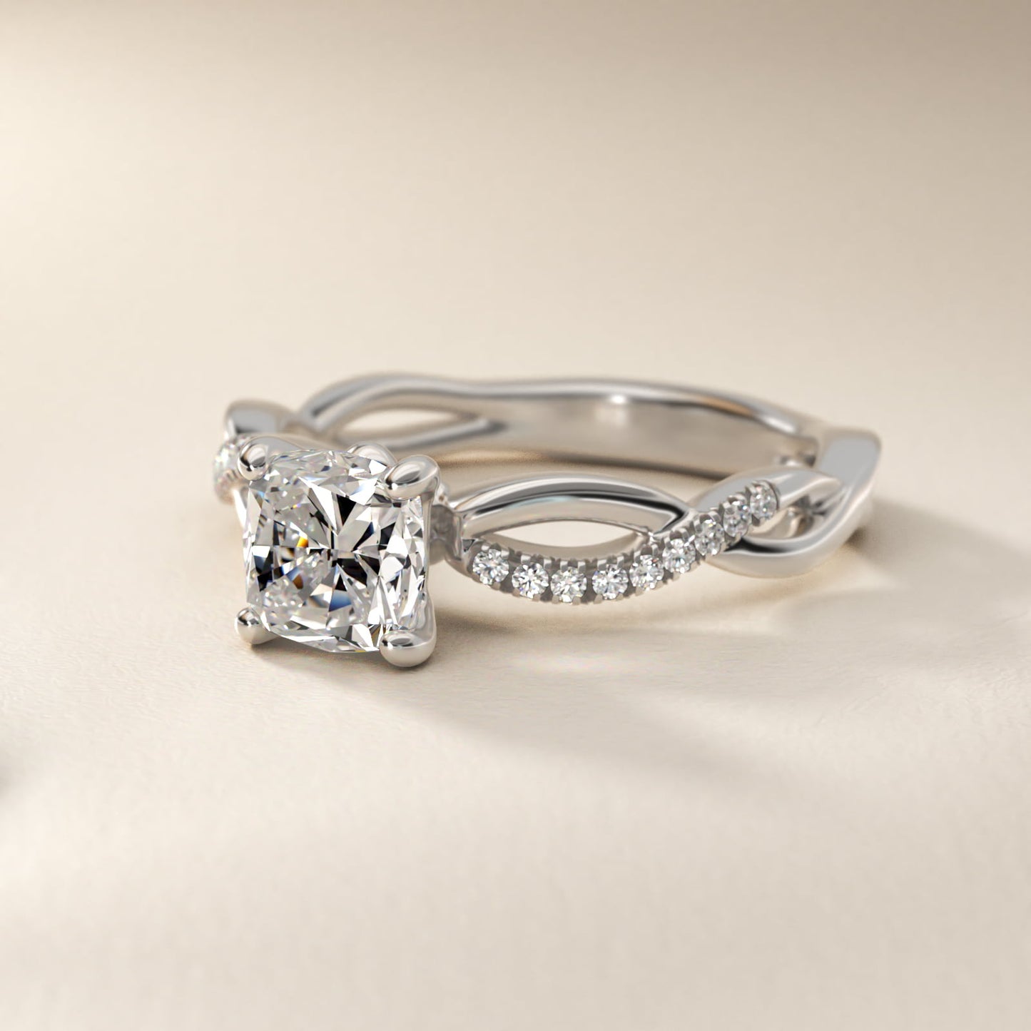 Solo Infinity Diamond PavŽ Engagement Ring In 14K White Gold By James Allen - Cushion Center