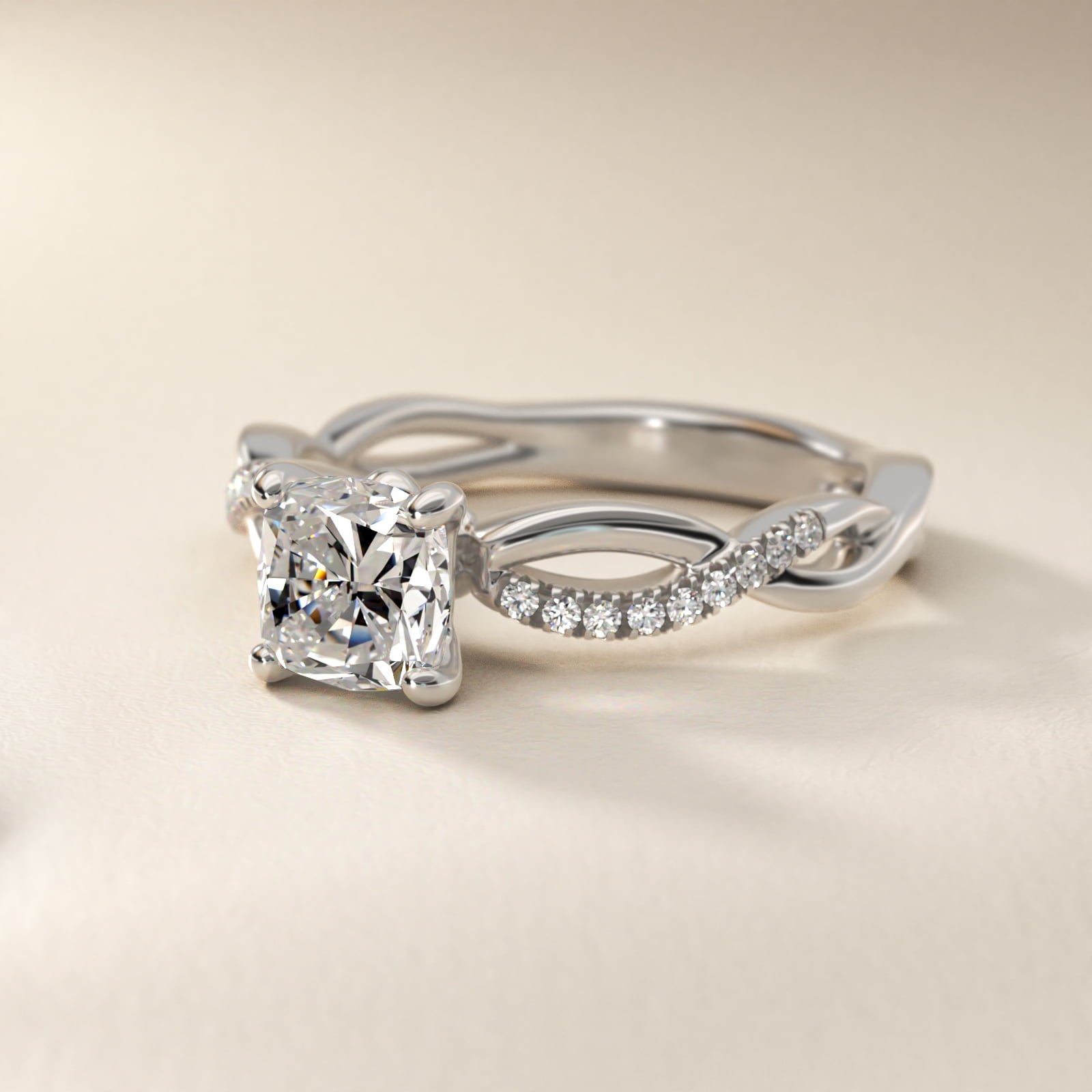 Solo Infinity Diamond PavŽ Engagement Ring In 14K White Gold By James Allen - Cushion Center