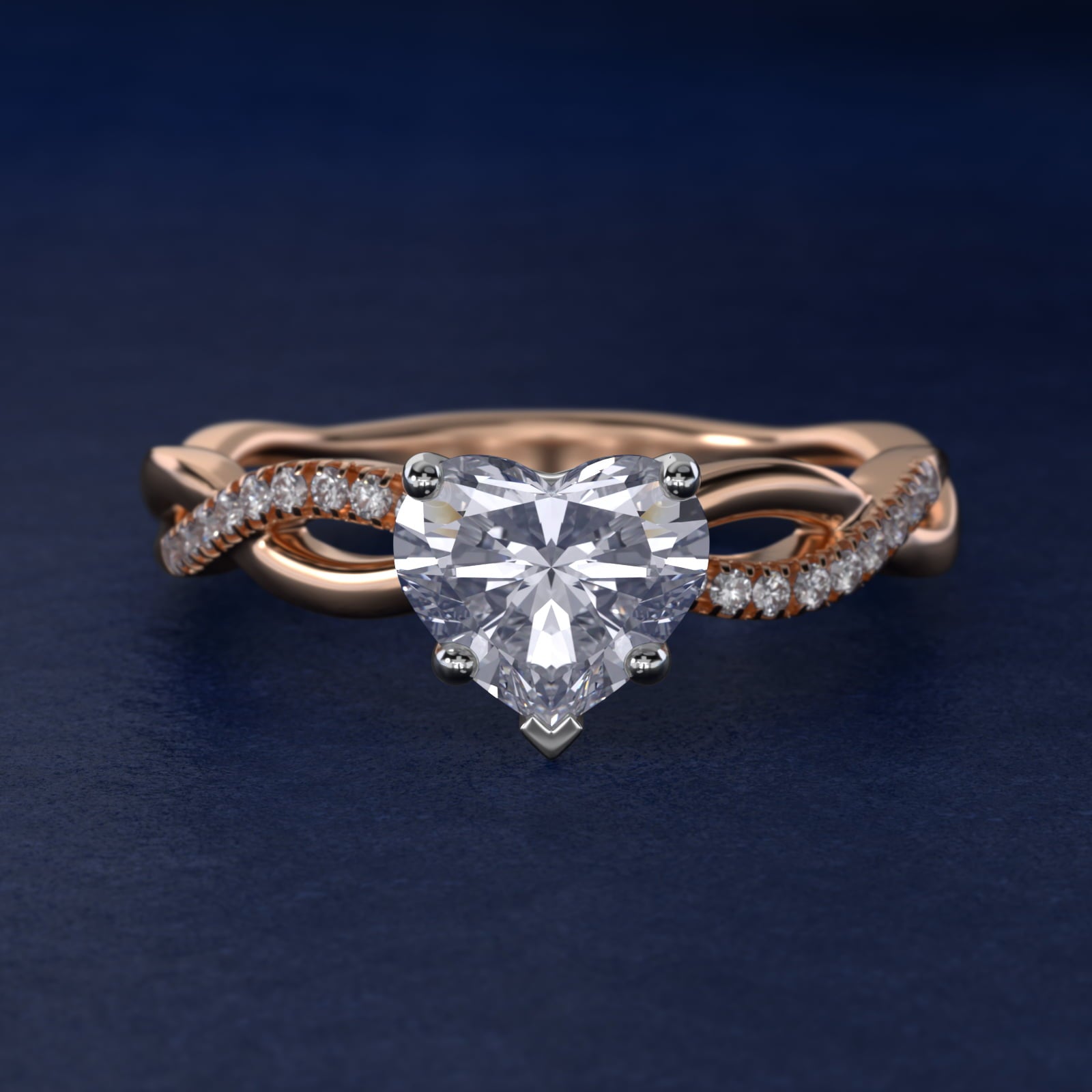 Solo Infinity Diamond PavŽ Engagement Ring In 18k Rose Gold By James Allen - Heart Center