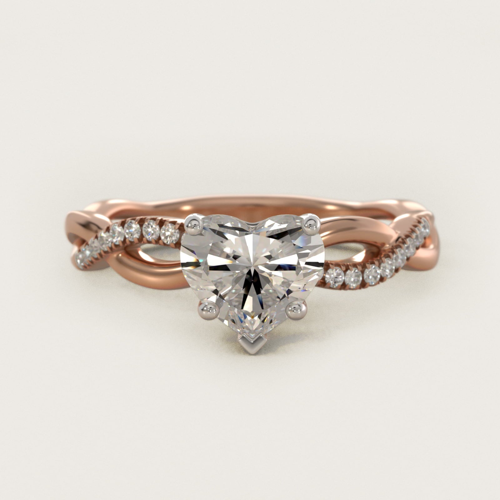 Solo Infinity Diamond PavŽ Engagement Ring In 14K Rose Gold By James Allen - Heart Center