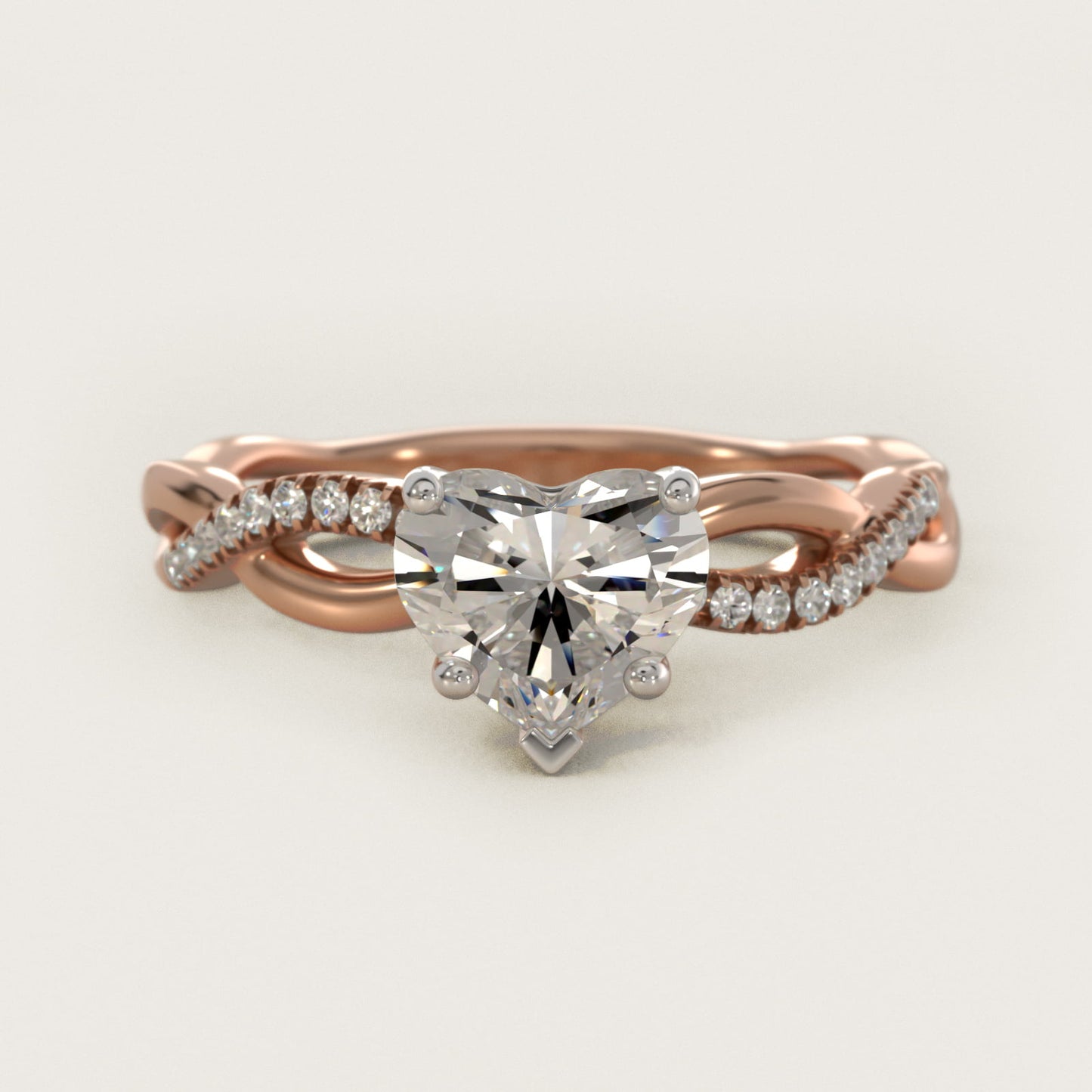 Solo Infinity Diamond PavŽ Engagement Ring In 18k Rose Gold By James Allen - Heart Center