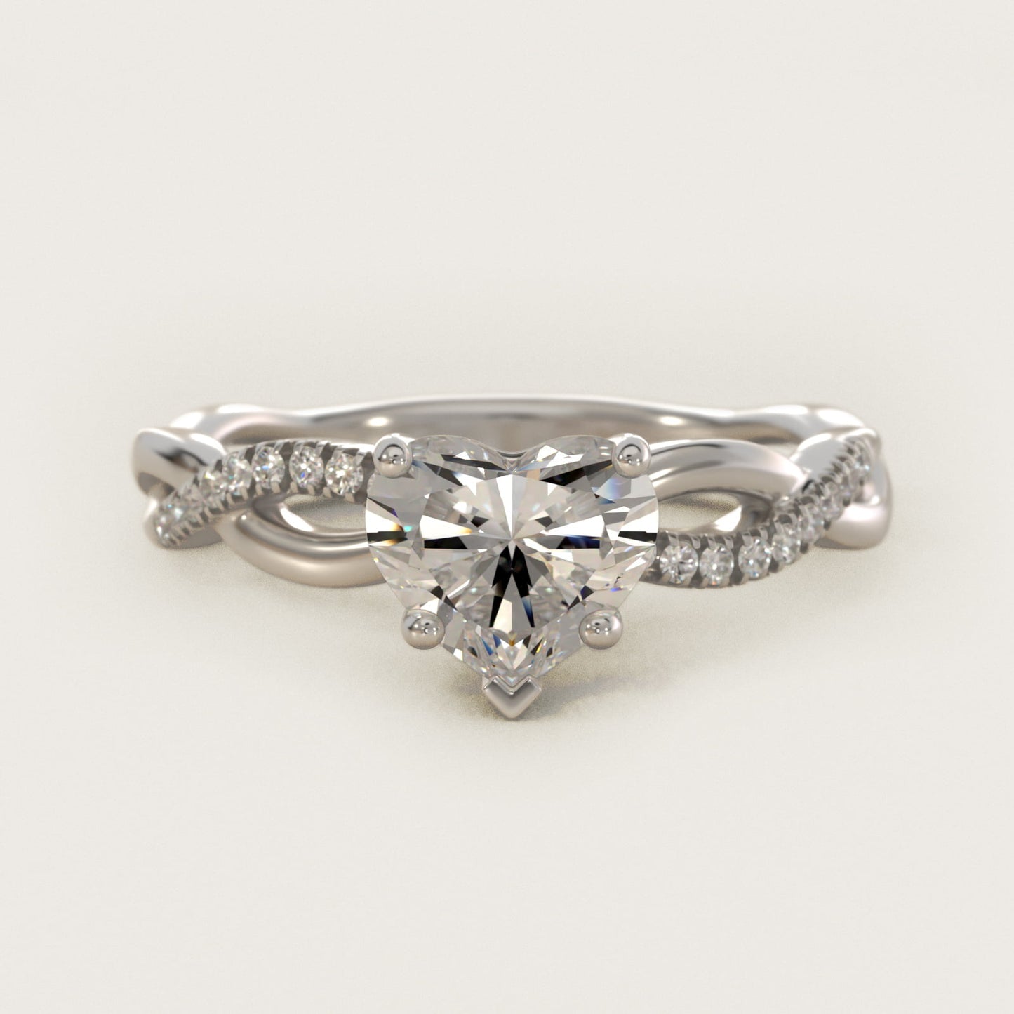 Solo Infinity Diamond PavŽ Engagement Ring In 18k White Gold By James Allen - Heart Center