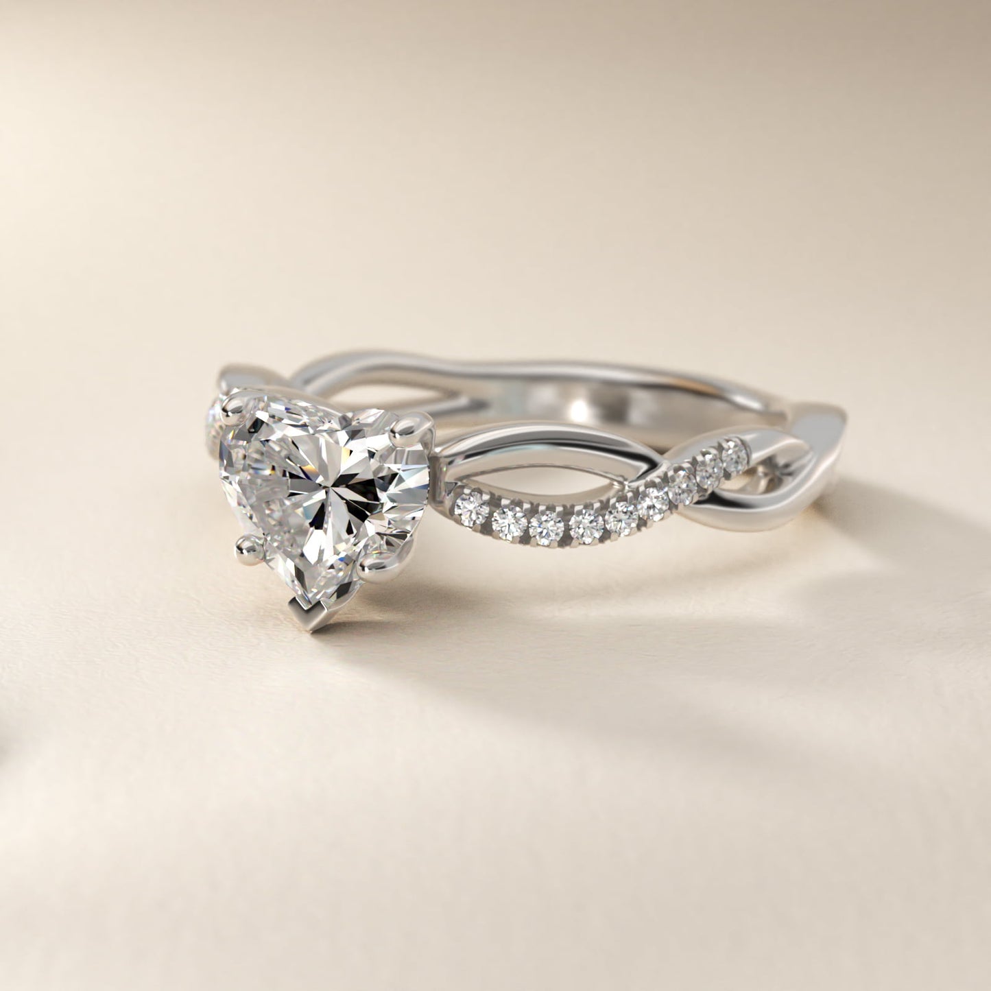 Solo Infinity Diamond PavŽ Engagement Ring In Platinum By James Allen - Heart Center