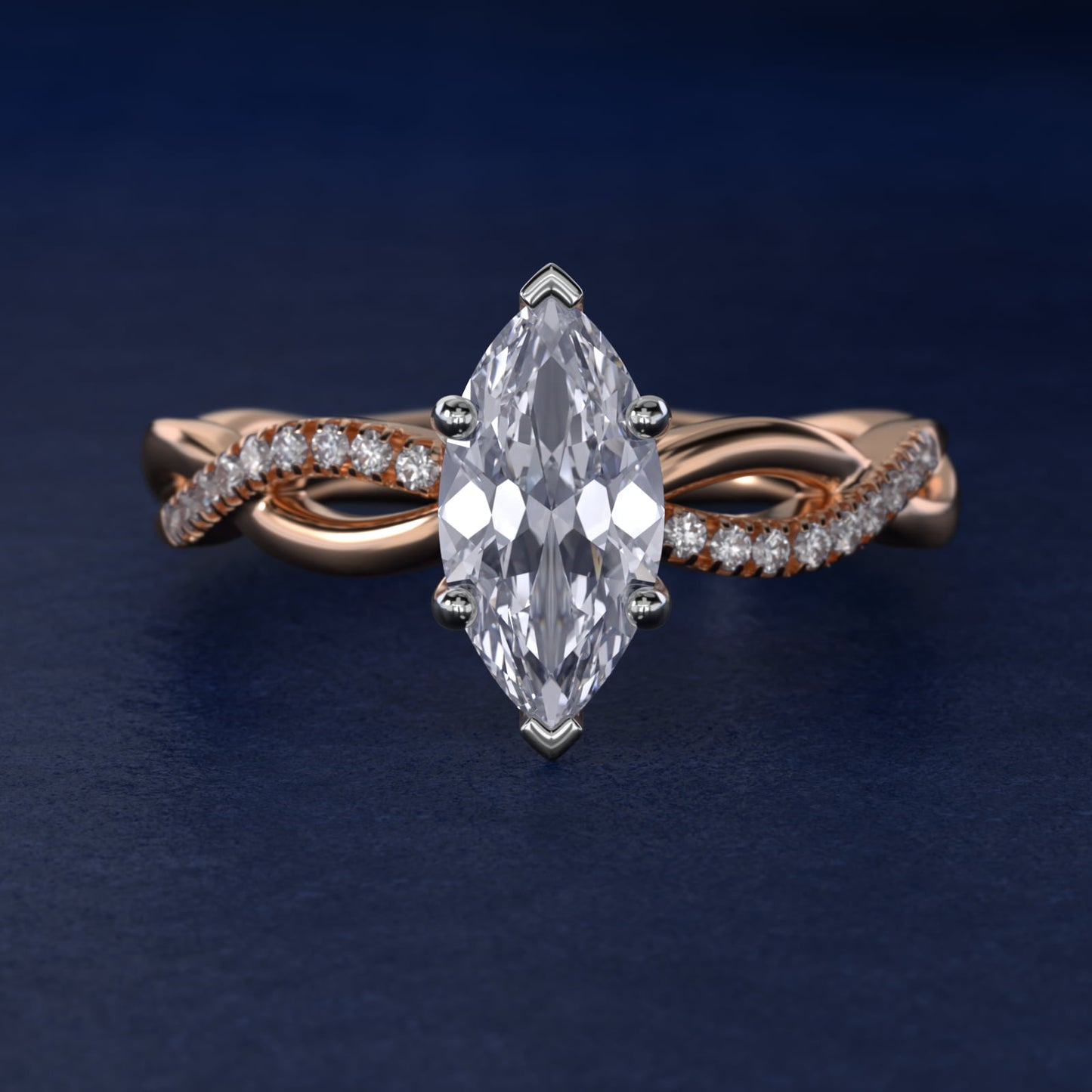 Solo Infinity Diamond PavŽ Engagement Ring In 14K Rose Gold By James Allen - Marquise Center