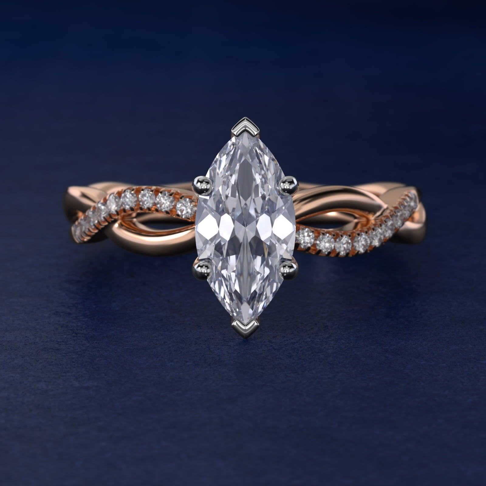 Solo Infinity Diamond PavŽ Engagement Ring In 14K Rose Gold By James Allen - Marquise Center
