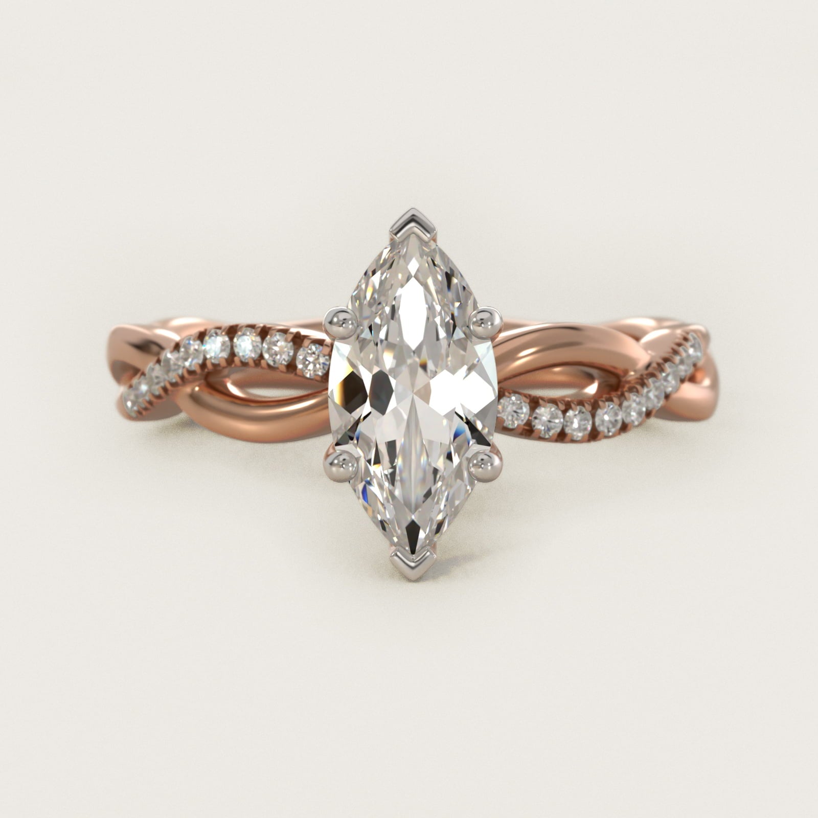 Solo Infinity Diamond PavŽ Engagement Ring In 18k Rose Gold By James Allen - Marquise Center