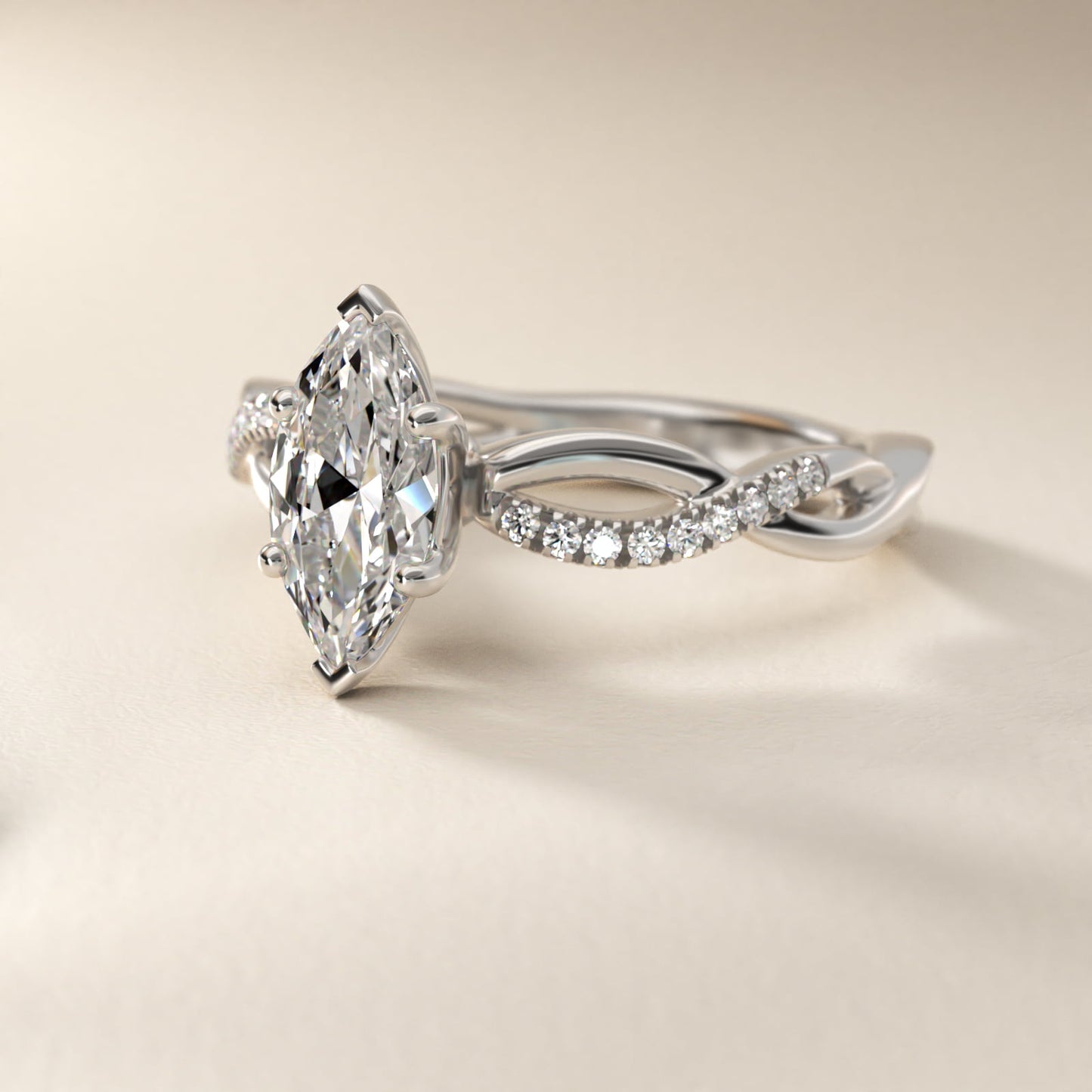 Solo Infinity Diamond PavŽ Engagement Ring In 18k White Gold By James Allen - Marquise Center